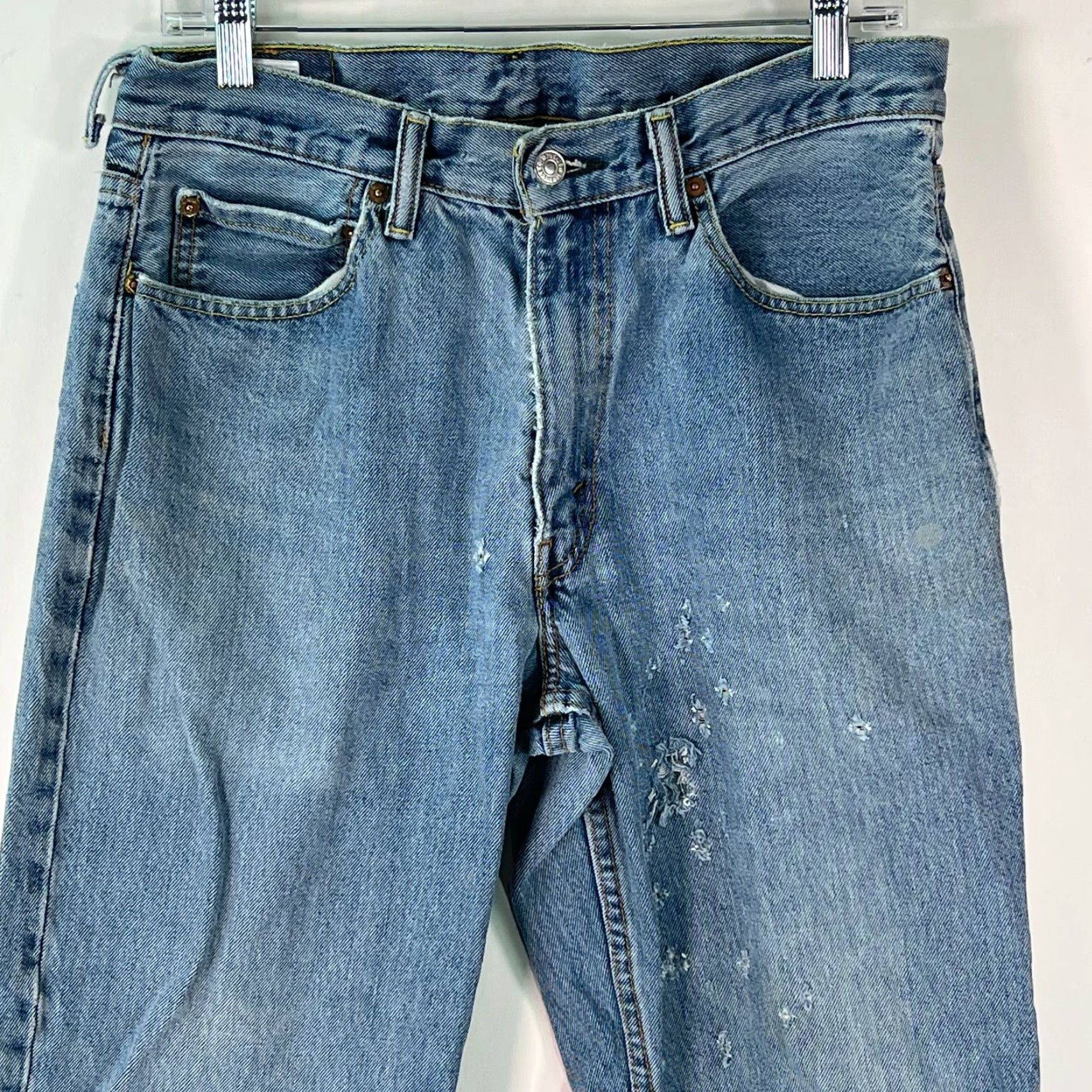 Levi's Levi's Jeans 550 Straight Denim Mens Low Rise Stretch Blue Size 33 Inseam 33" Regular 7" Hem Distressed Vintage No N/A? (omit) Size US 30 / EU 46 - 3 Thumbnail