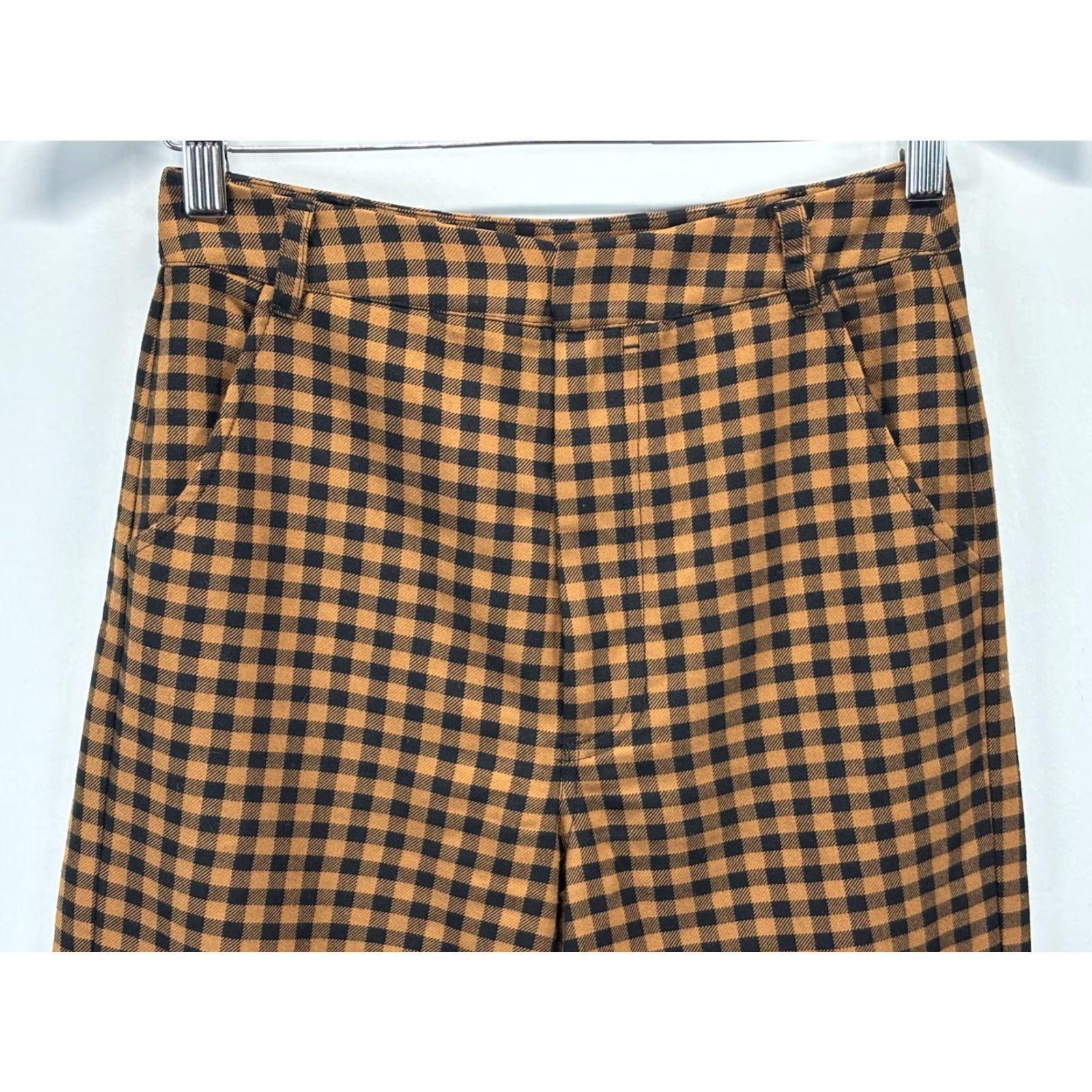Free People Free People Mott Street Flare Pants Sz 0 Women’s Check Wide Leg Ankle Trousers Brown Black Size 25" / US 0 / IT 36 - 2 Thumbnail