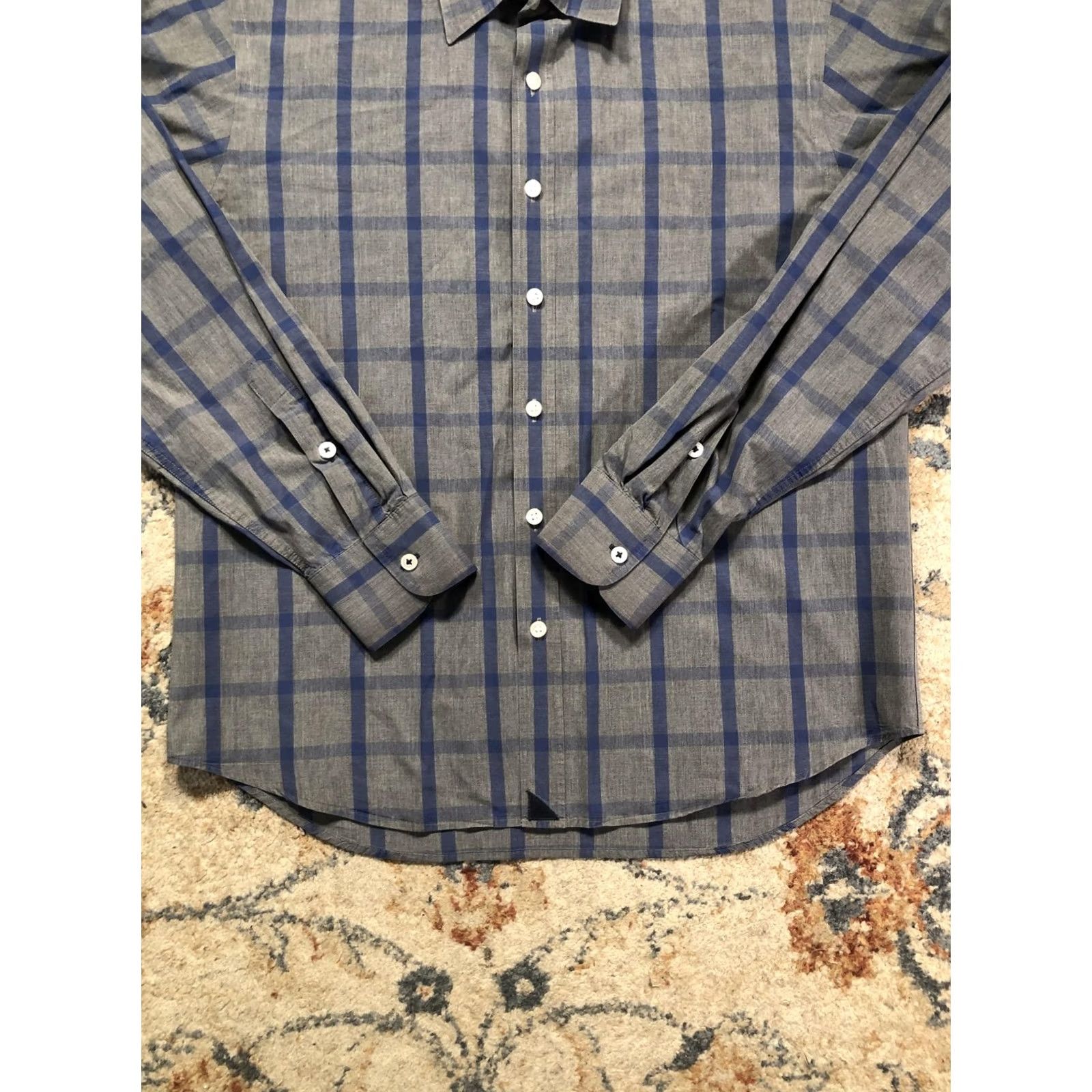 UNTUCKit UNTUCKit Shirt Mens M Blue Gray Plaid Cotton Long Sleeve Button Up Casual Size US M / EU 48-50 / 2 - 5 Thumbnail