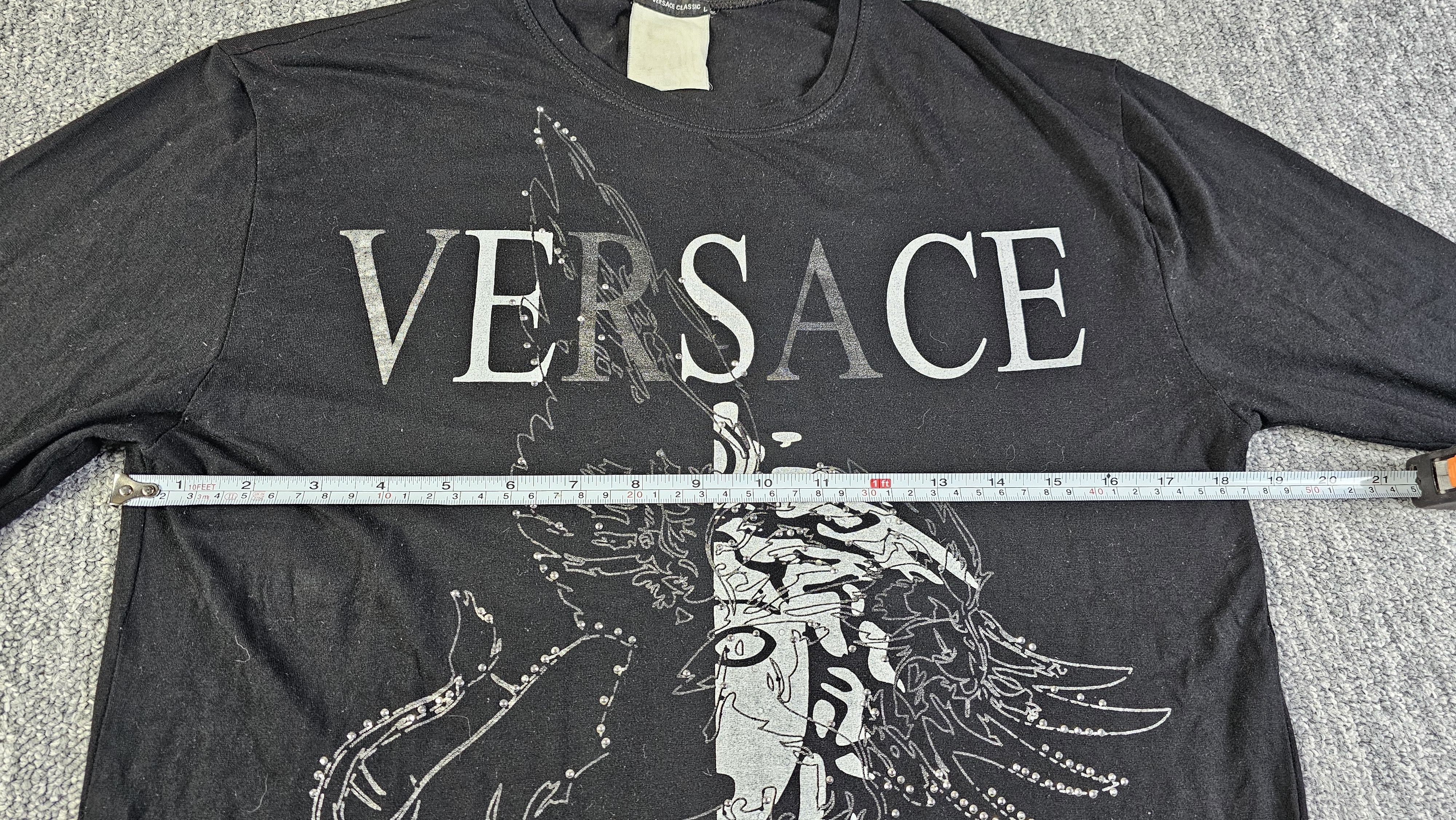 Versace Versace Classic 90s Medusa Rhinestone Black Long Sleeve Top Size L / US 10 / IT 46 - 10 Thumbnail