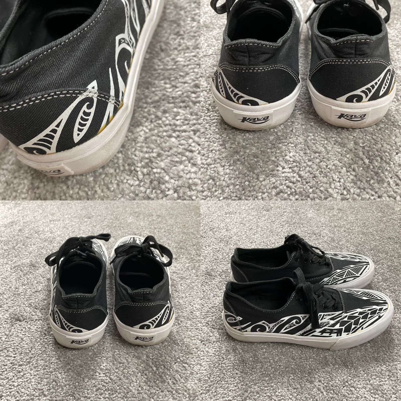Vintage Kava Low Top Skate Shoes Sneakers Unisex Black Tribal Print Mens 6.5 / Womens 8 Basketball, Athletic, Casual Shoes Size M / US 6-8 / IT 42-44 - 8 Thumbnail