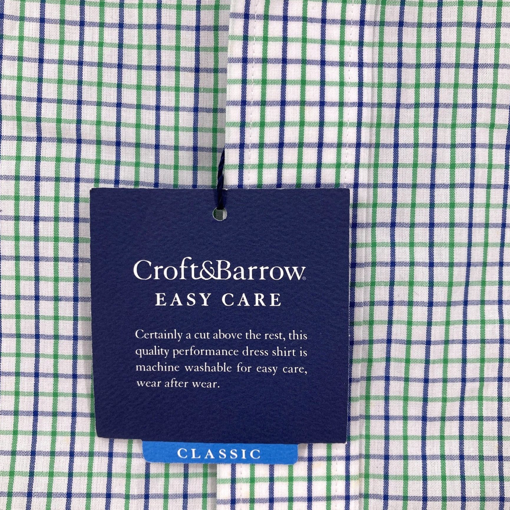 Croft & Barrow Croft & Barrow Shirt Mens 17.5 34/35 Fern Green Blue Check Classic Fit Easy Care Shirt Mens Long Sleeve Button-Down Collar Size US XXL / EU 58 / 5 - 5 Thumbnail