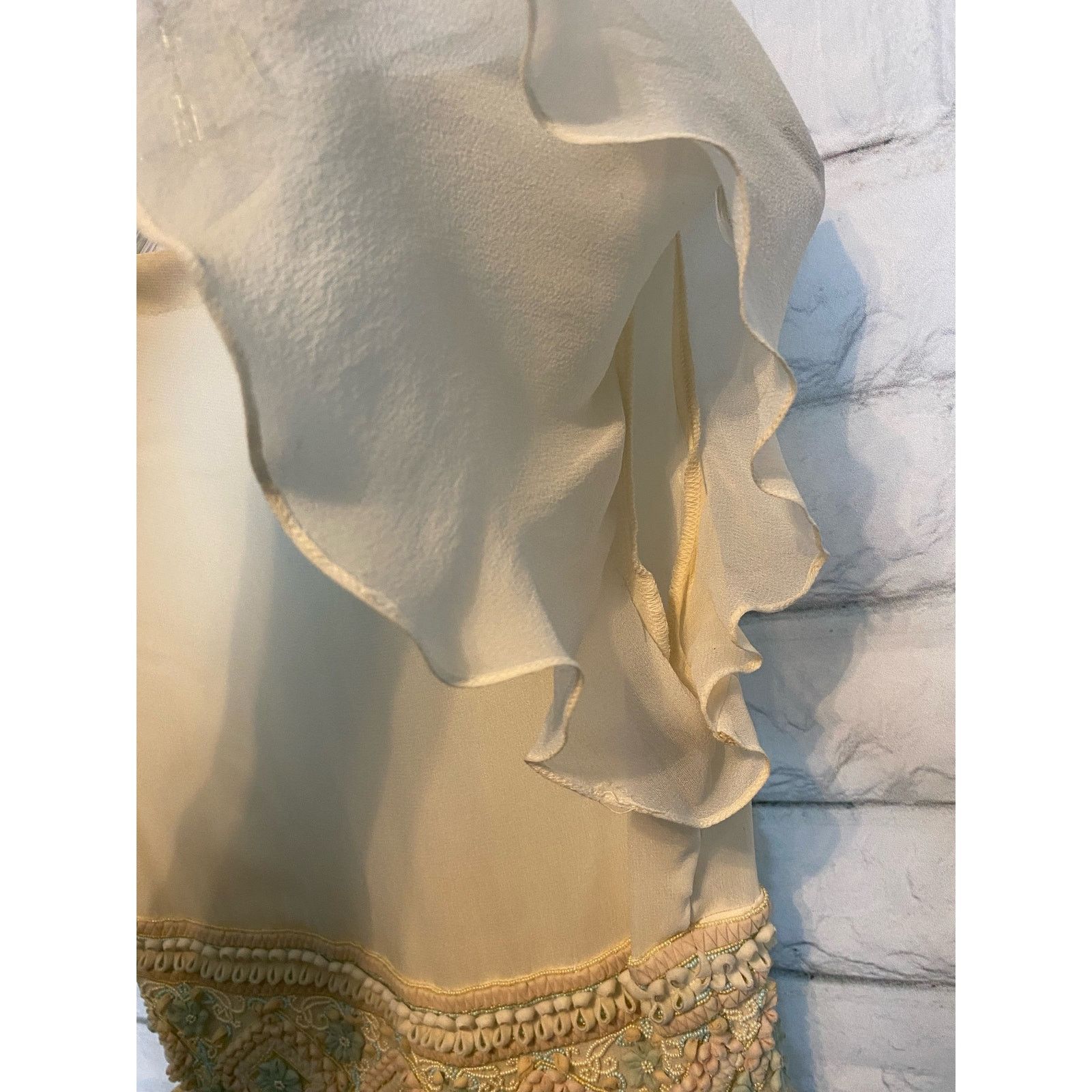 Unknown London Designer Rohit Bal 100% Pure Silk Boho Blouse Small in Ivory Size S / US 4 / IT 40 - 12 Thumbnail