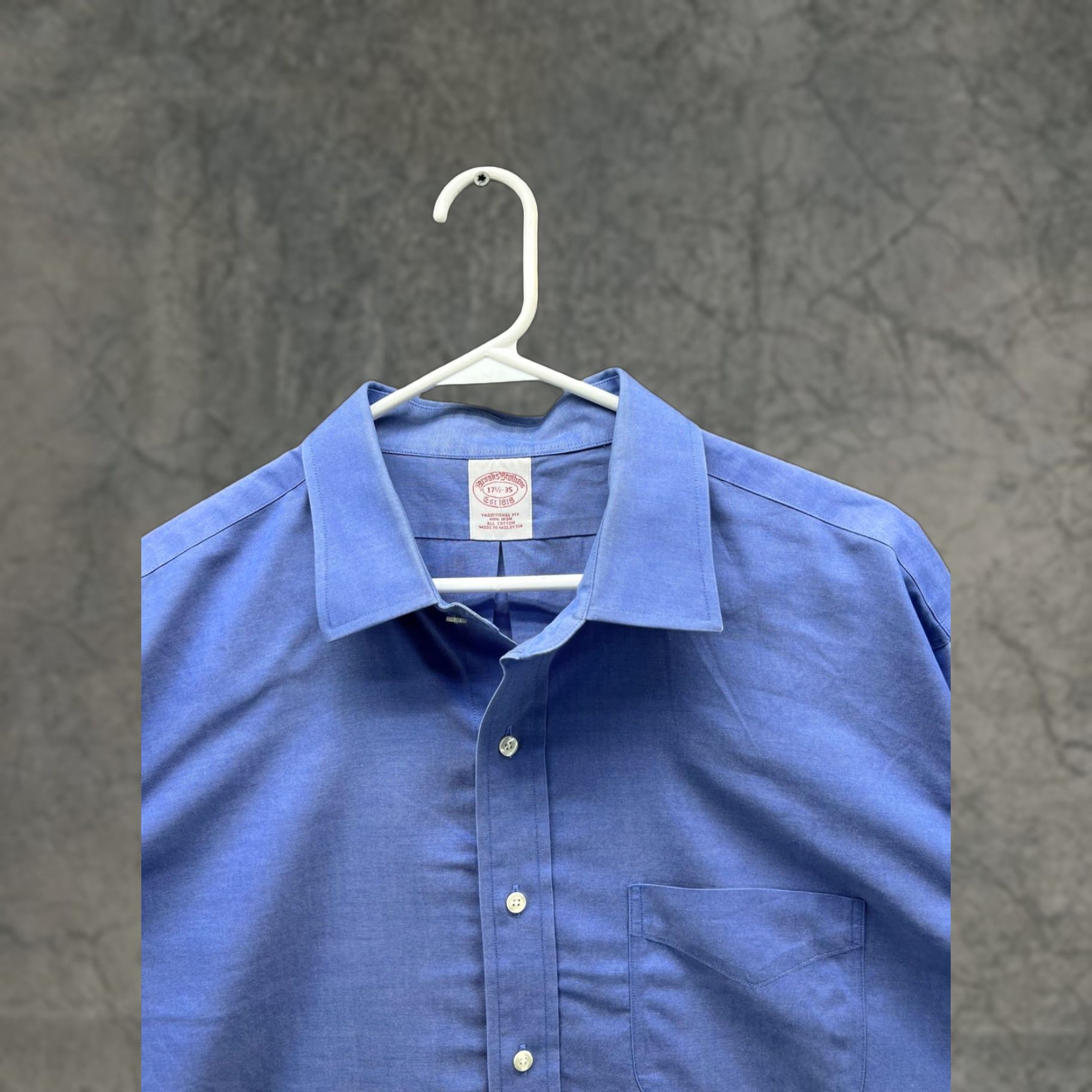 Brooks Brothers Brooks Brothers Dress Shirt Mens 17.5 35 Blue Solid Classic Fit Cotton Shirt Size 48R - 1 Thumbnail