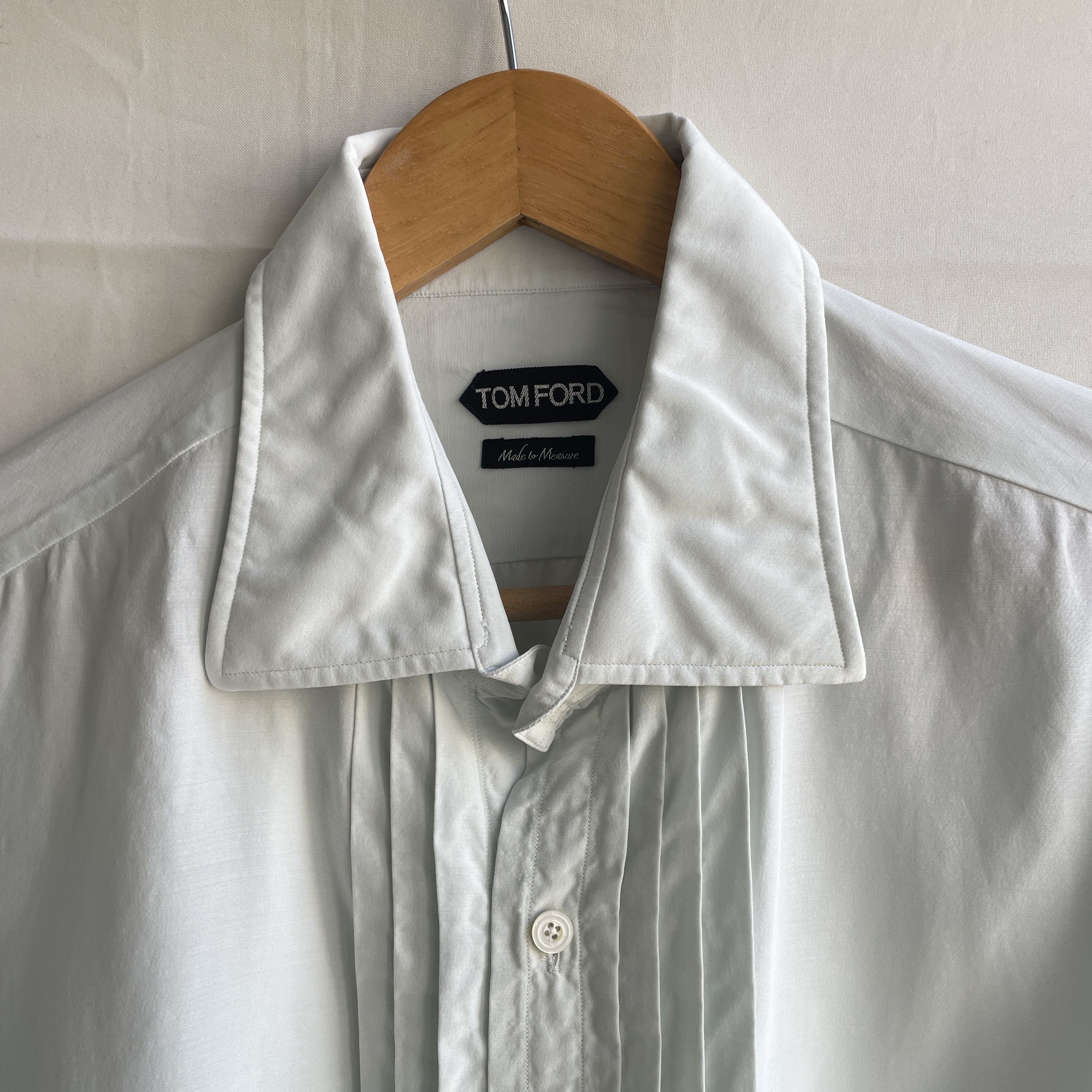 Tom Ford Tom Ford Mint Green Cotton Silk Pleated Tuxedo Shirt Size 54R - 4 Thumbnail