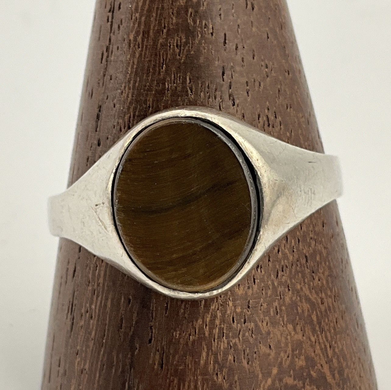 Vintage Vintage Tigers Eye Sterling Silver Signet Ring, UK Size Z, US Size 12 1/2, EU Size 68 Size ONE SIZE - 1 Thumbnail