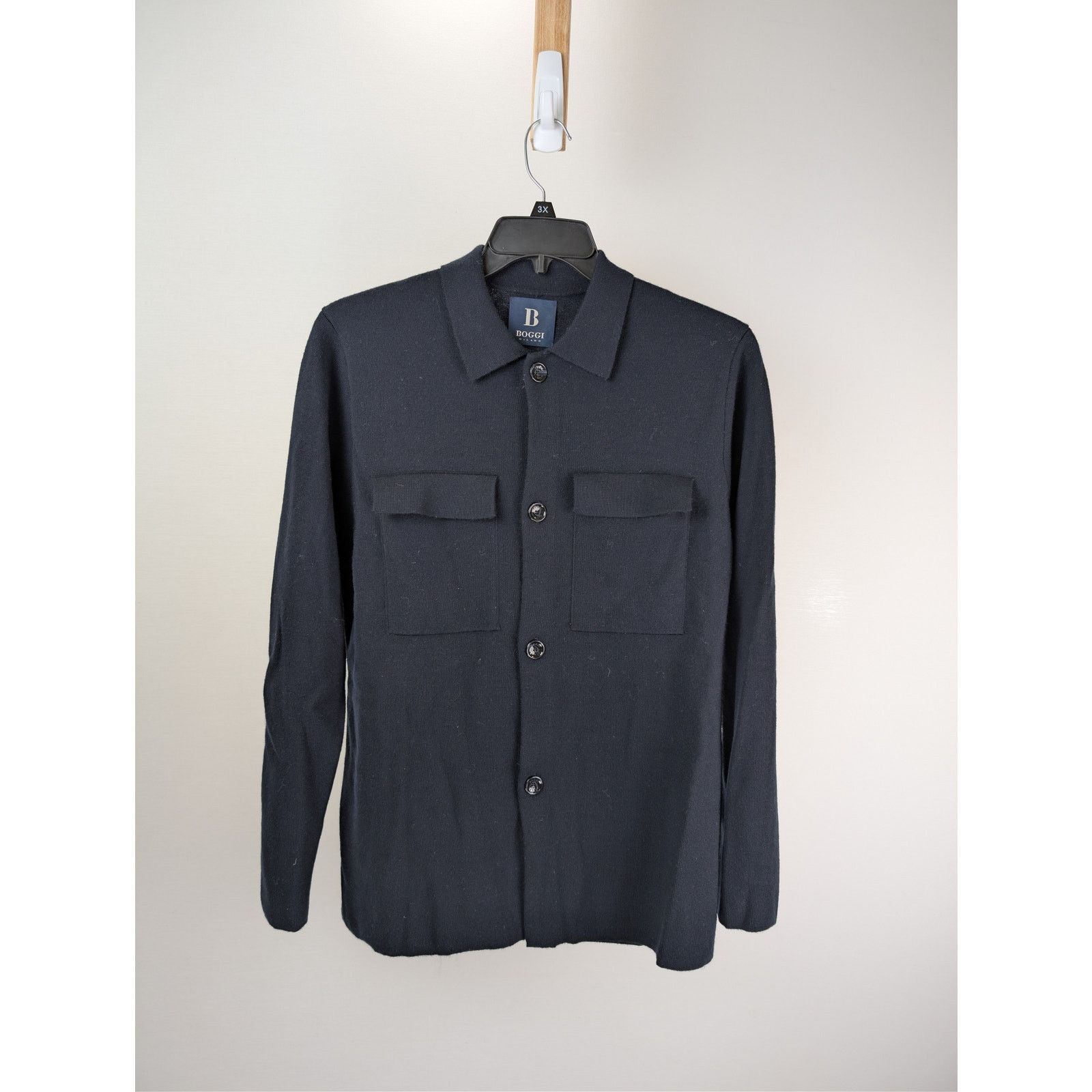 Boggi o1rshd1 CC20 Front Double Pocket Jersey Overshirt in Navy Size US M / EU 48-50 / 2 - 8 Thumbnail