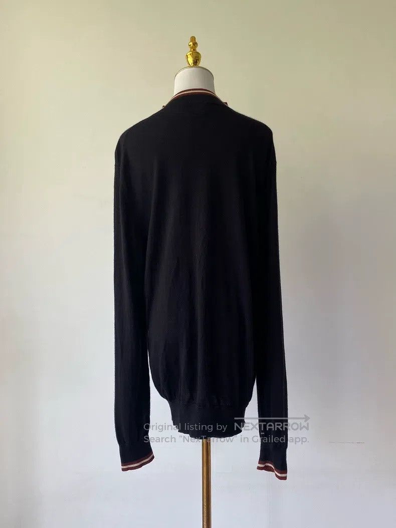 Hermes Hermes Black Knit Crewneck Sweater with Red and White Stri Size US M / EU 48-50 / 2 - 2 Thumbnail