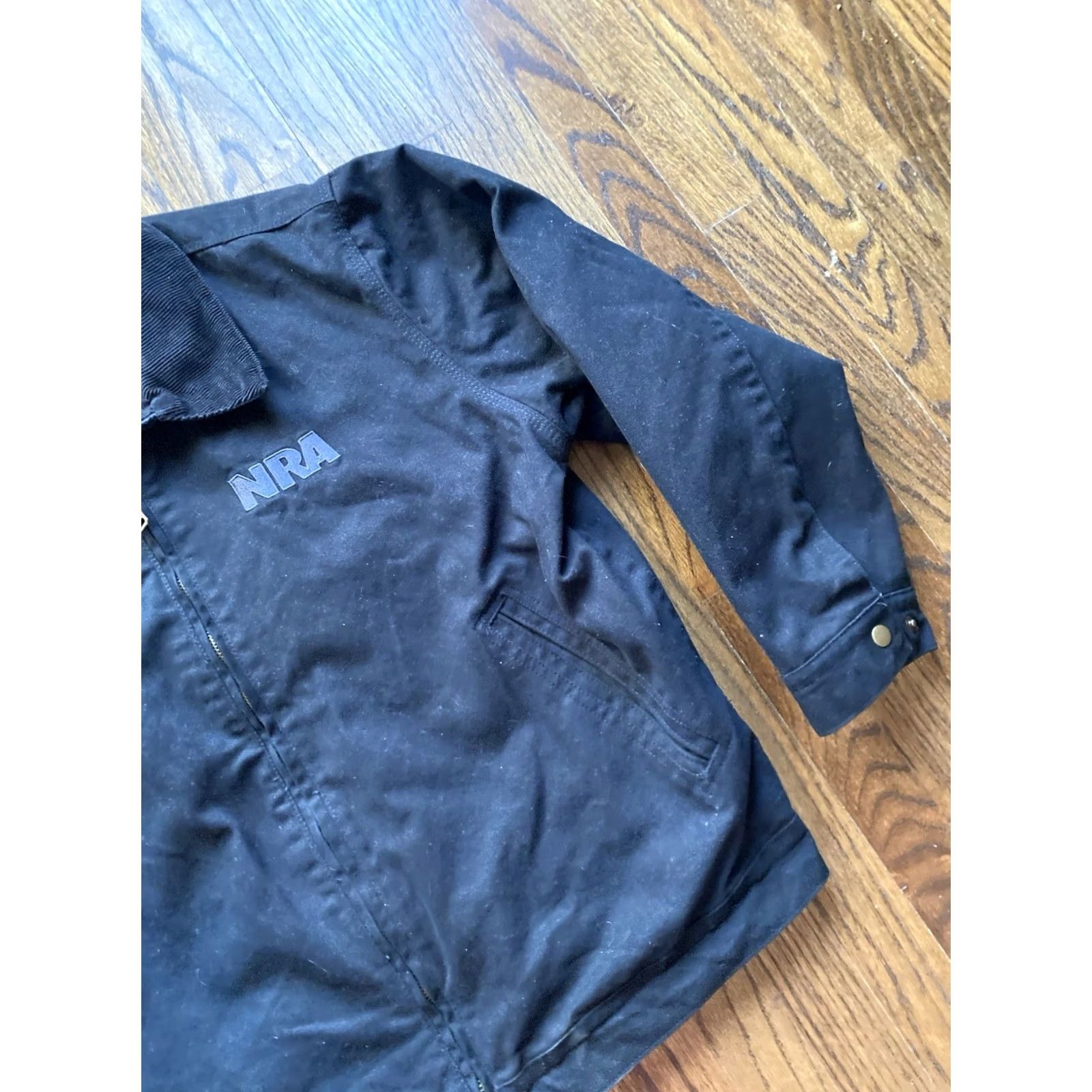 Vintage Burks Bay NRA Jacket Mens XL Black Canvas Bomber Flannel Lined Corduroy Collar Size US XL / EU 56 / 4 - 3 Thumbnail
