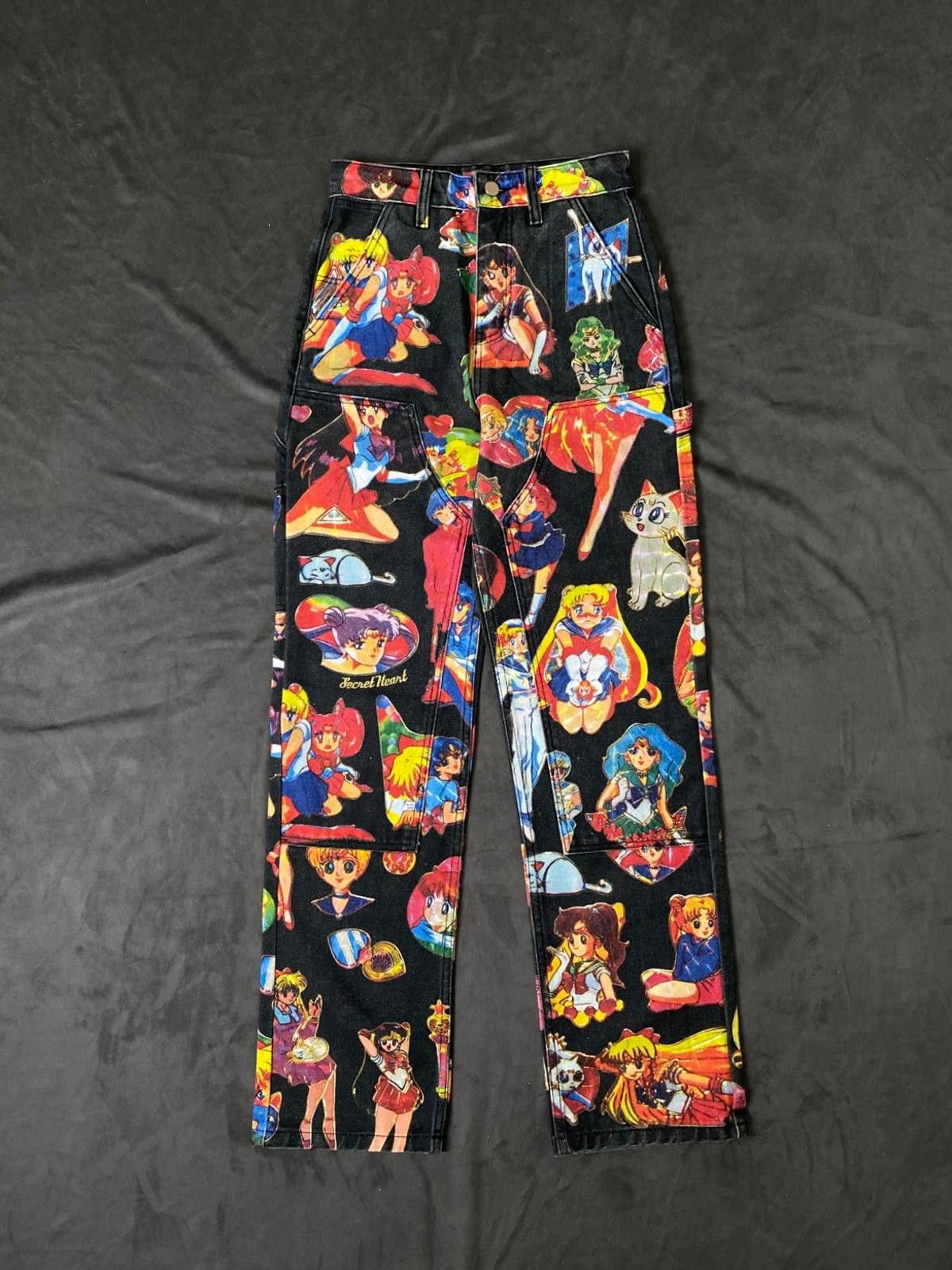 Japanese Brand Deadstock Secret Heart Sailor Moon Print Jeans 26 Size 26" / US 2 / IT 38 - 1 Thumbnail