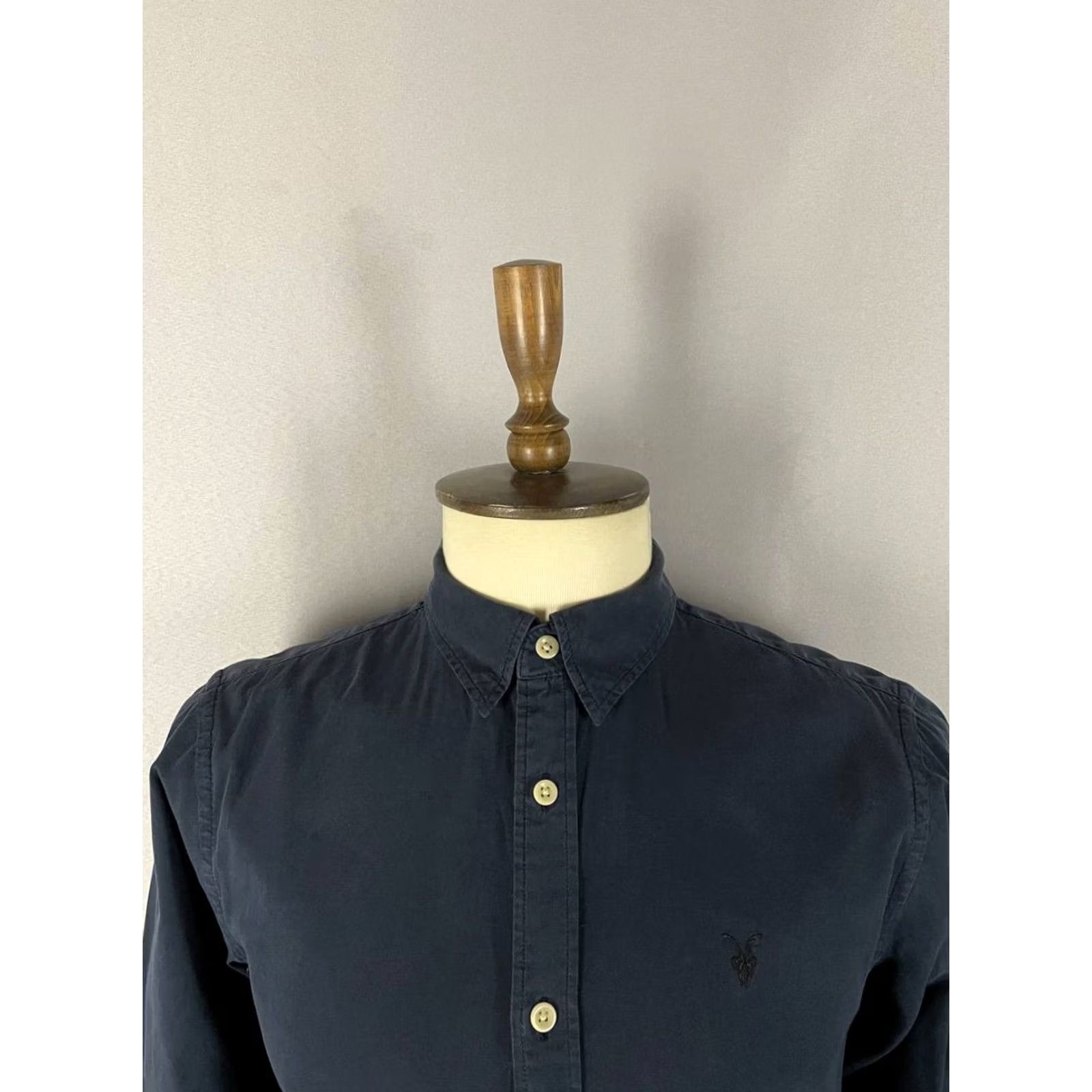 Allsaints AllSaints Mens Slim-Fit Button-Up Navy Long Sleeve Shirt M Size US M / EU 48-50 / 2 - 4 Thumbnail