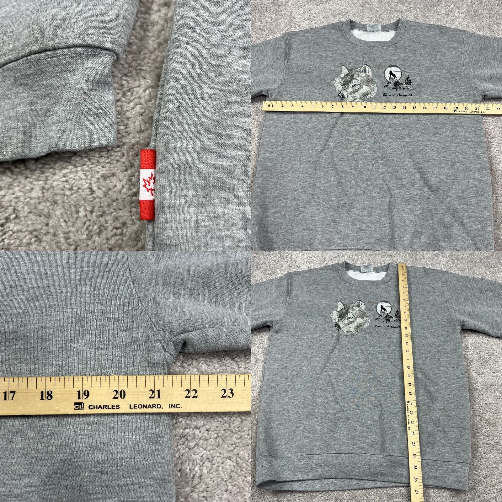 Vintage VINTAGE Canada Wolf Sweatshirt Adult L Gray Embroidered Rundle Wear Logo Knitting Pullover 90s Nature Mountains Moon Mens Size US L / EU 52-54 / 3 - 8 Thumbnail