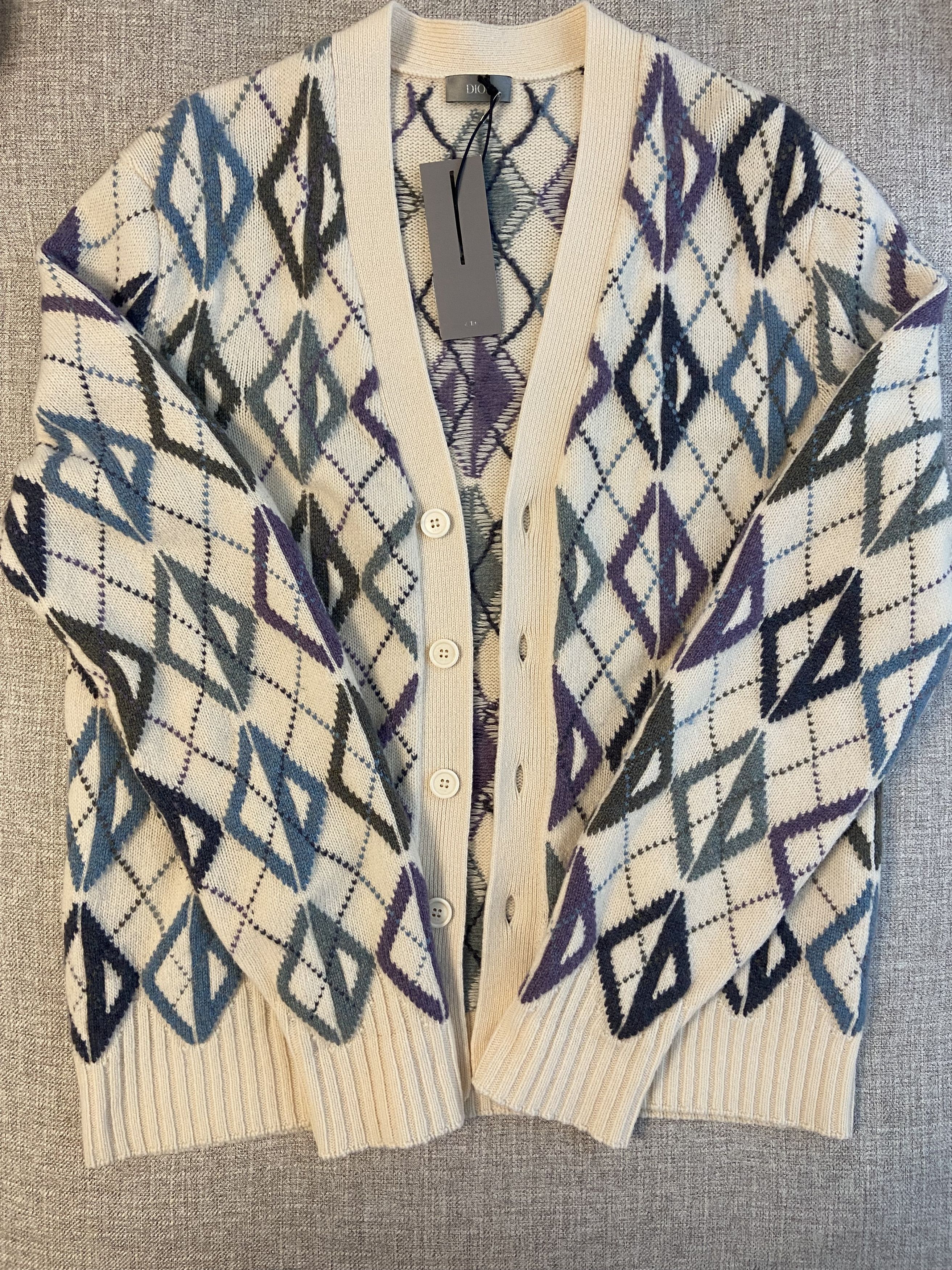 Dior Dior Men's diamond CD pattern wool cashmere cardigan Size US M / EU 48-50 / 2 - 10 Thumbnail
