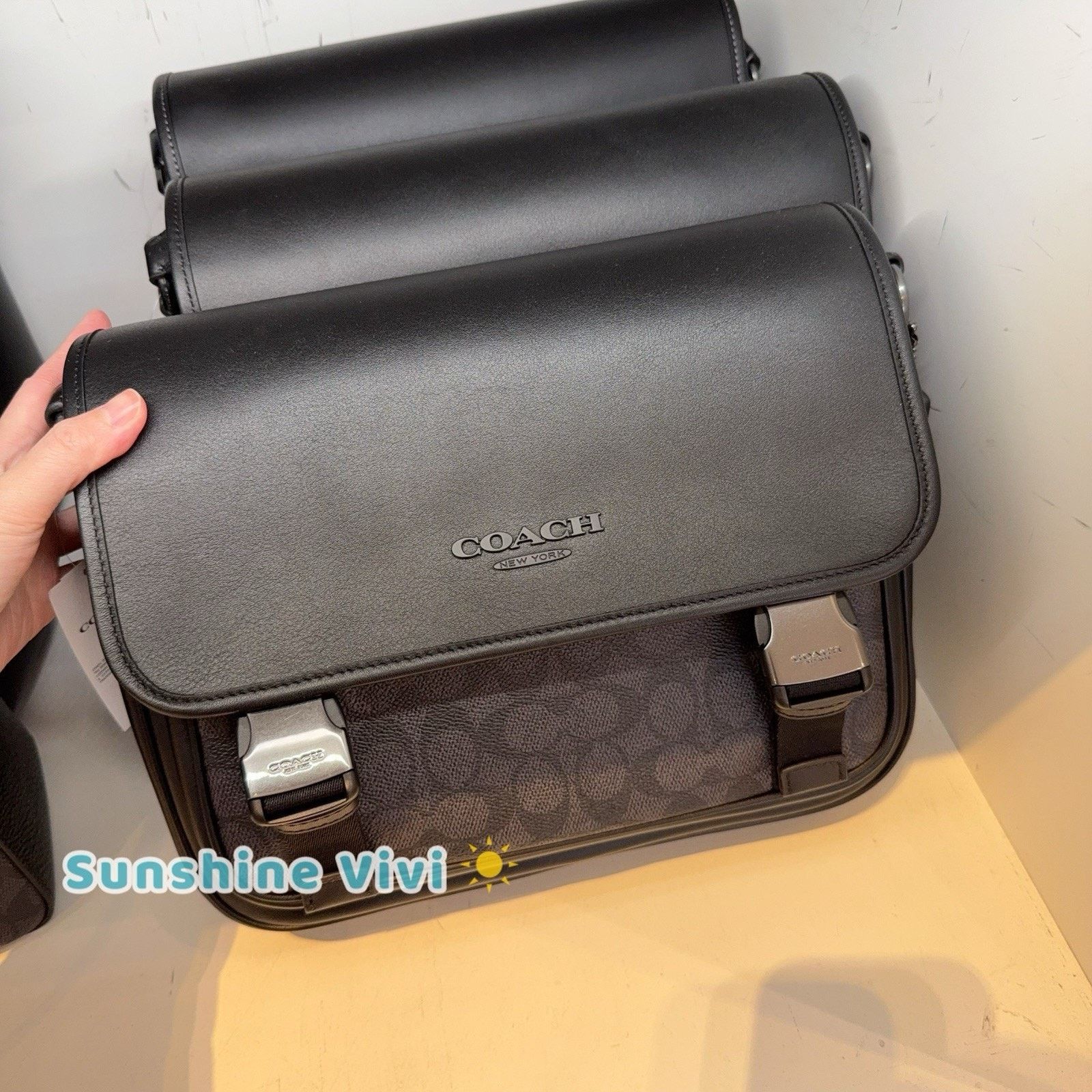 Coach NWT Coach Racer Messenger Colorblock Charcoal/Black CT716 Size ONE SIZE - 1 Thumbnail