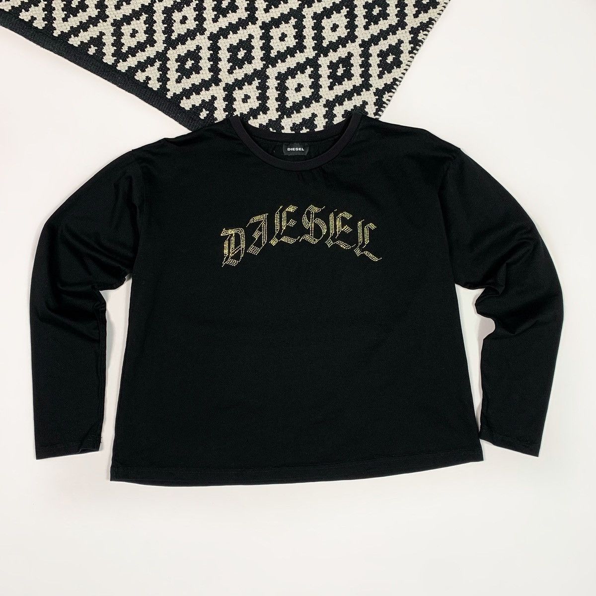 Diesel Diesel T-shirt Long Sleeve Gothic Logo Black Size S / US 4 / IT 40 - 1 Thumbnail