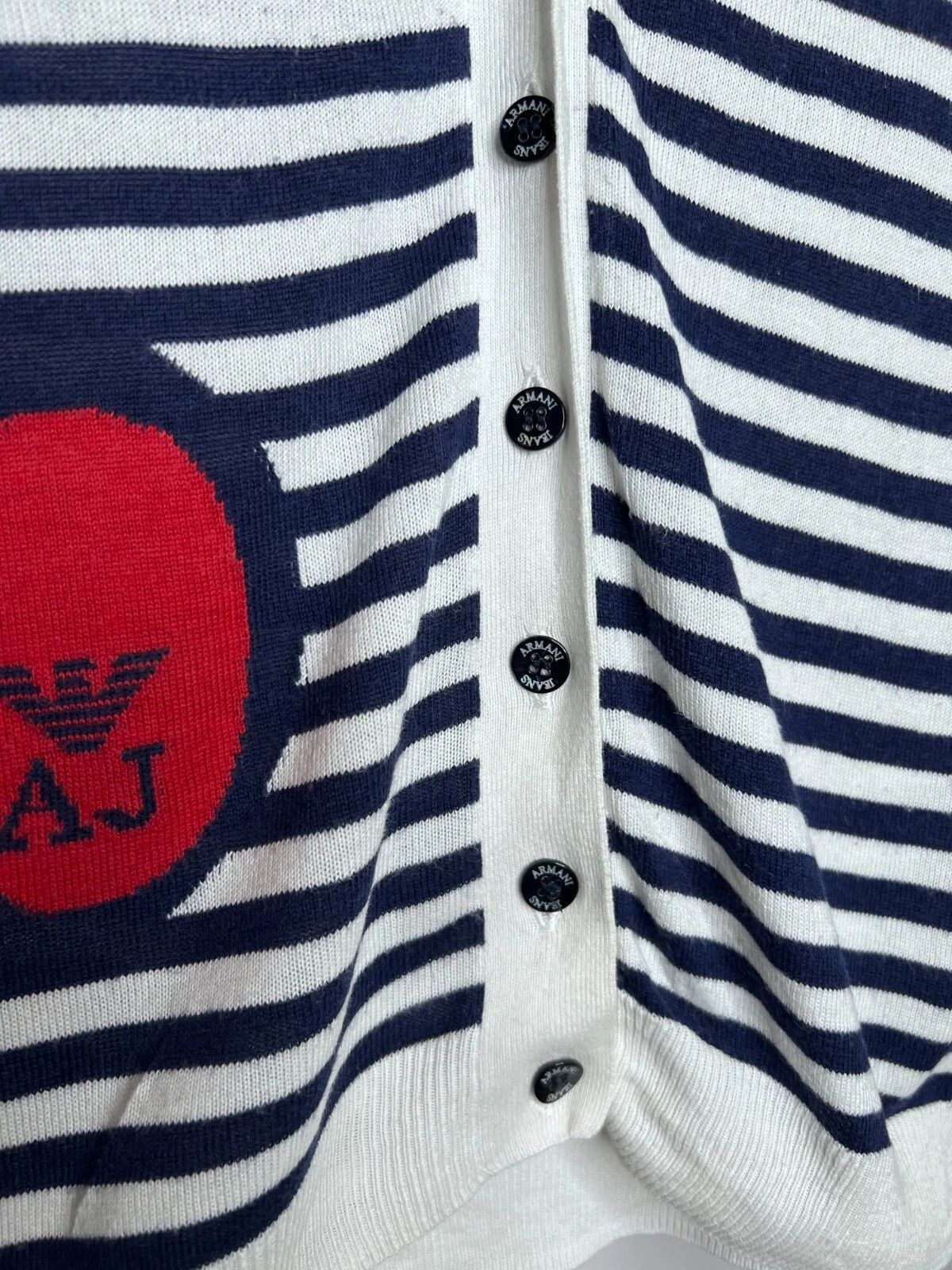 Armani Armani Jeans Womens Striped V-Neck Cotton Cardigan Size S-M Size S / US 4 / IT 40 - 6 Thumbnail