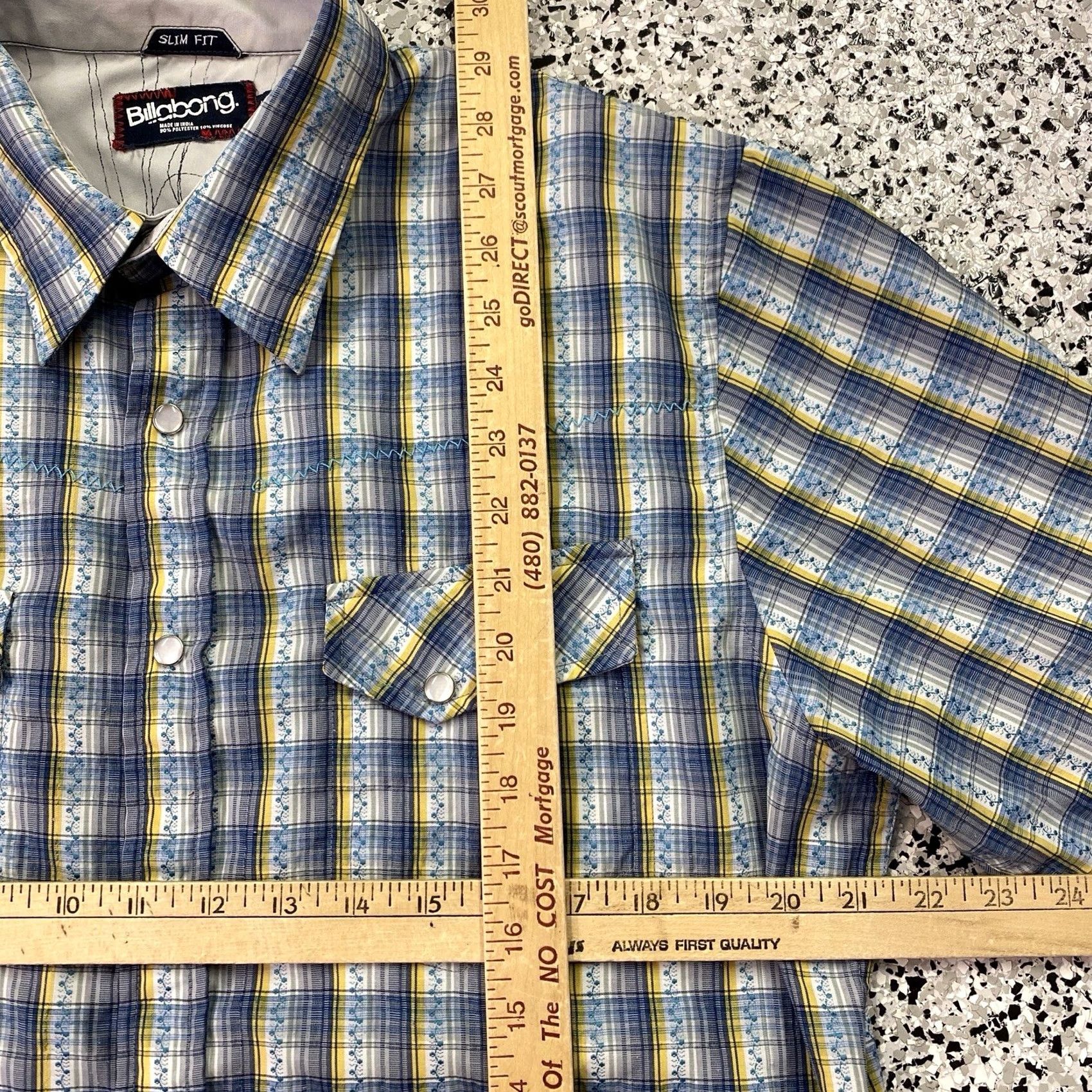 Billabong VINTAGE Billabong Western Pearl Snap Shirt Blue L Men Short Sleeve Plaid Button-Up Collared Slim Casual Notions: Pockets Size US L / EU 52-54 / 3 - 2 Thumbnail