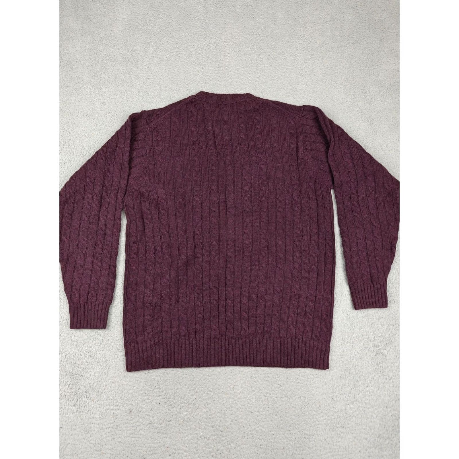 Vintage VINTAGE L.L. Bean Sweater Mens XLT Purple Cable-Knit Wool Crewneck Pullover Size US XL / EU 56 / 4 - 3 Thumbnail