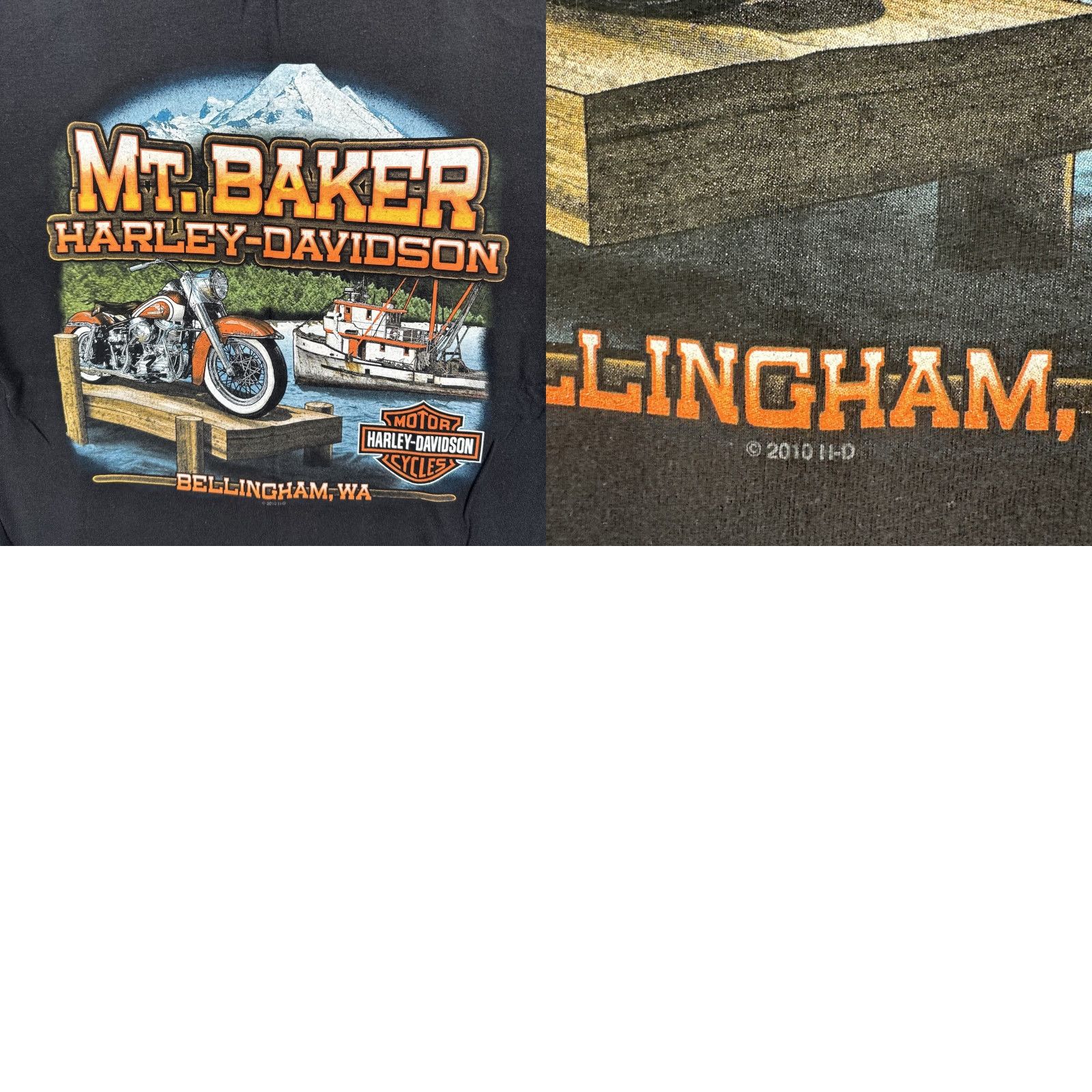 Harley Davidson Harley-Davidson Mens Medium Black T Shirt Mt. Baker HD Bellingham WA Graphic Print Short Sleeve Crew Neck Graphic Print T-ShirtMen Comfort All Seasons Size US M / EU 48-50 / 2 - 11 Thumbnail
