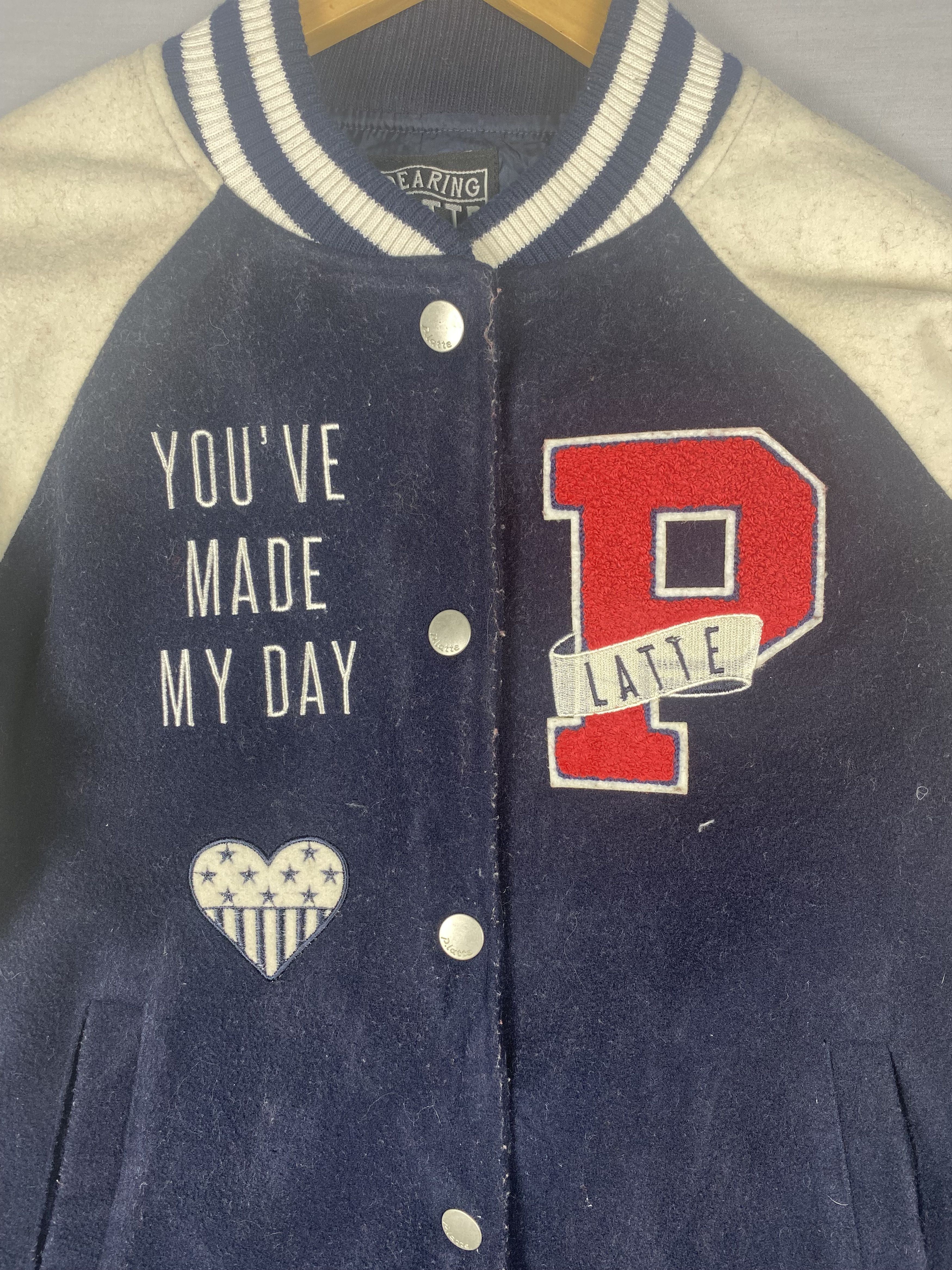Japanese Brand Vintage P.Latte Embroidered Varsity Jacket Size US XS / EU 42 / 0 - 5 Thumbnail