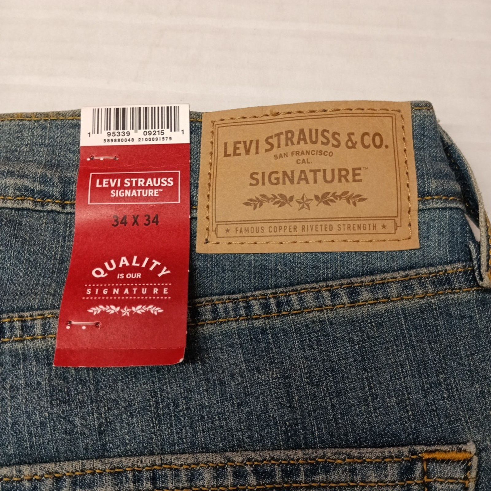 Levi's Signature By Levi Straight Jeans Men 34x34 Blue Comfort Flex Size US 34 / EU 50 - 9 Thumbnail