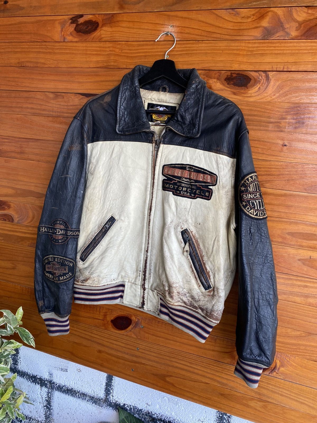 Harley Davidson Vintage Harley-Davidson Leather Distressed Biker Jacket Size US L / EU 52-54 / 3 - 4 Thumbnail
