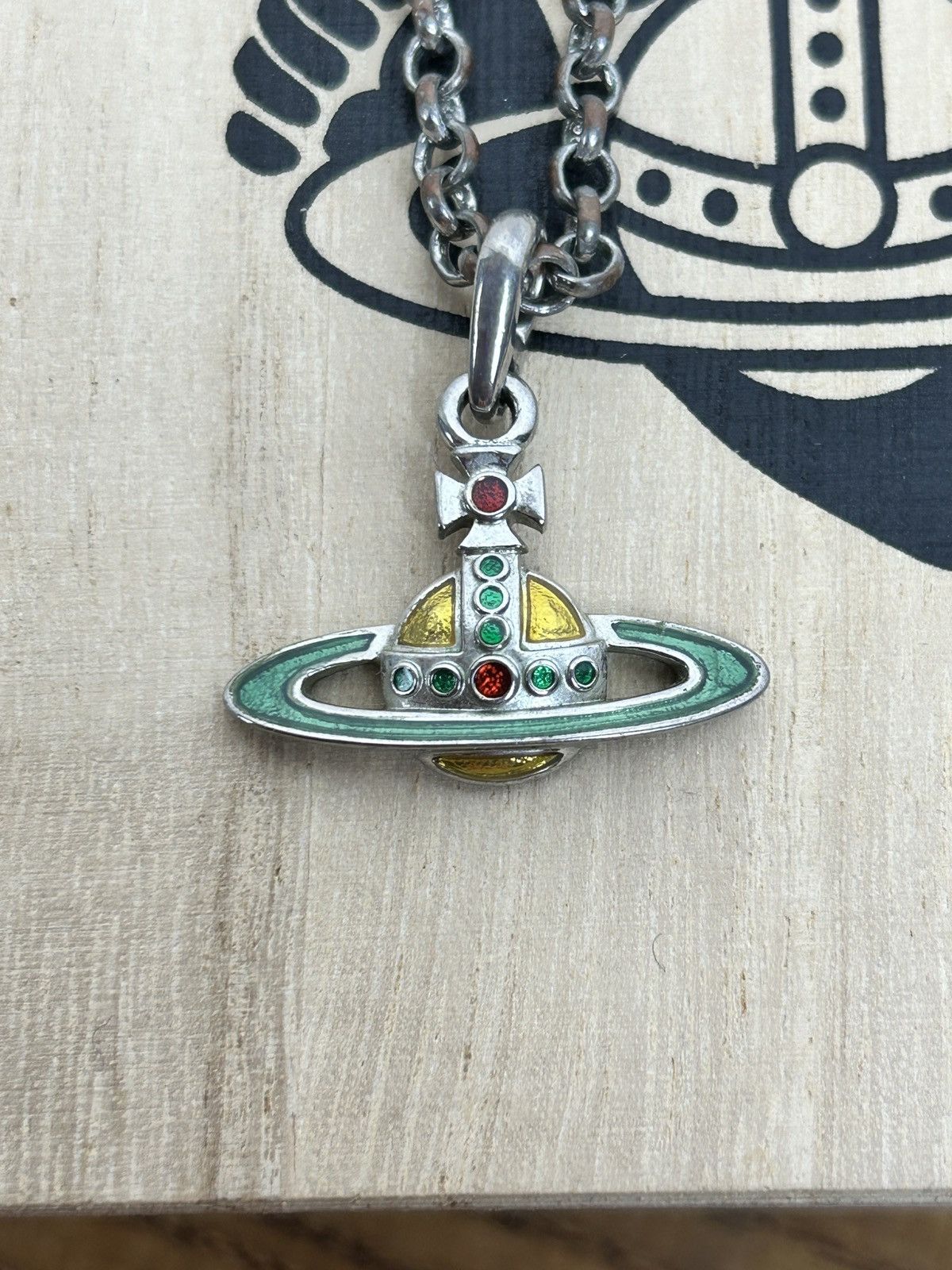 90s Vivienne Westwood Enamel Orb Pendant Necklace