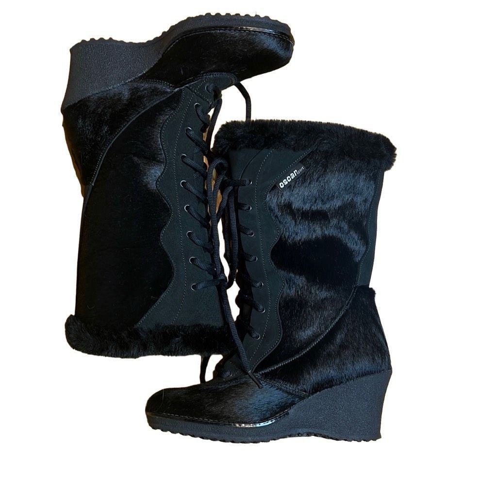 Oscar Jacobson Oscar Sport Apres Ski Black Fur Lace Boots 6 New Size US 6 / IT 36 - 3 Thumbnail