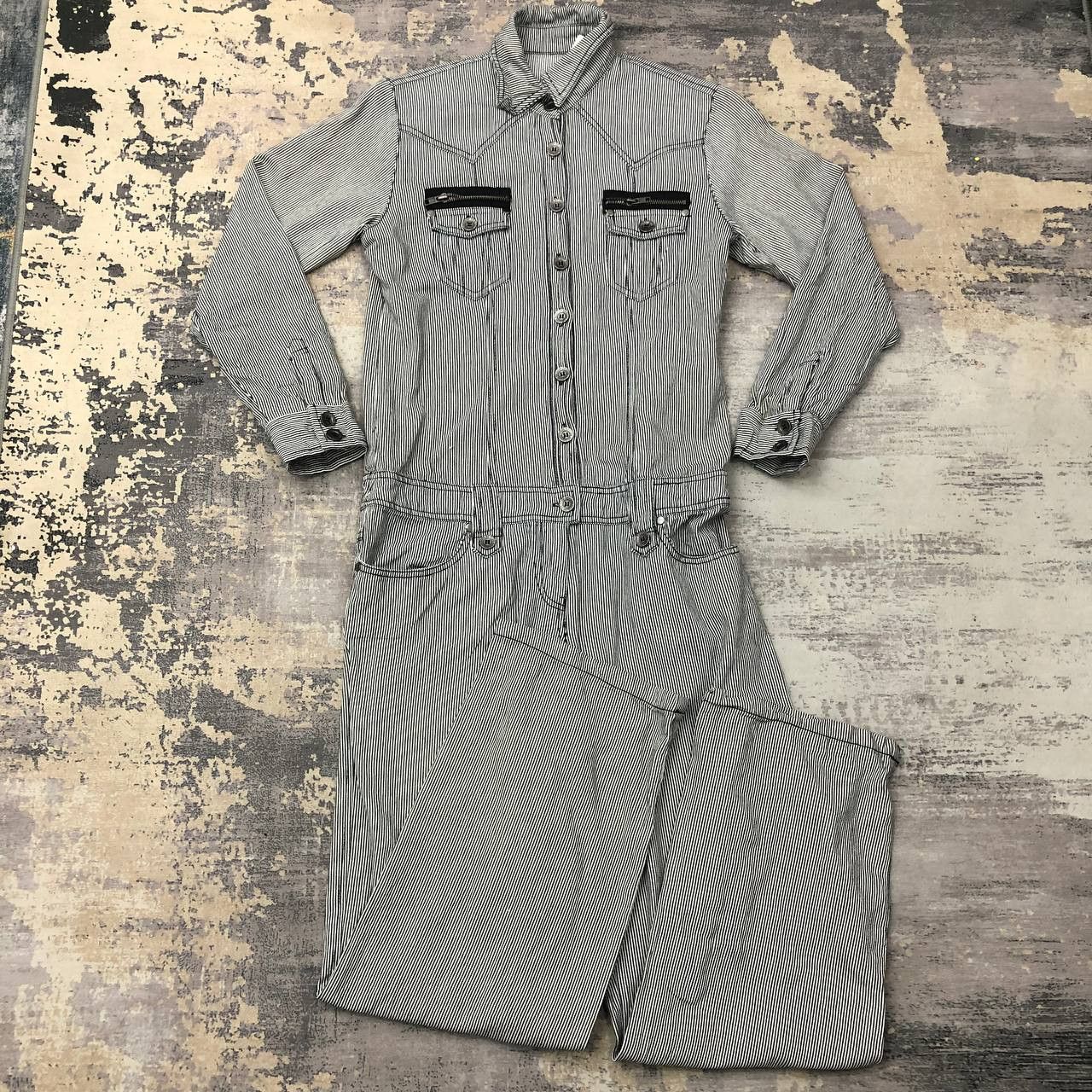 Japanese Brand P695 BEGUM X CUSTOM GARAGE HICKORY STRIPED COVERALLS Size US M / EU 48-50 / 2 - 2 Thumbnail