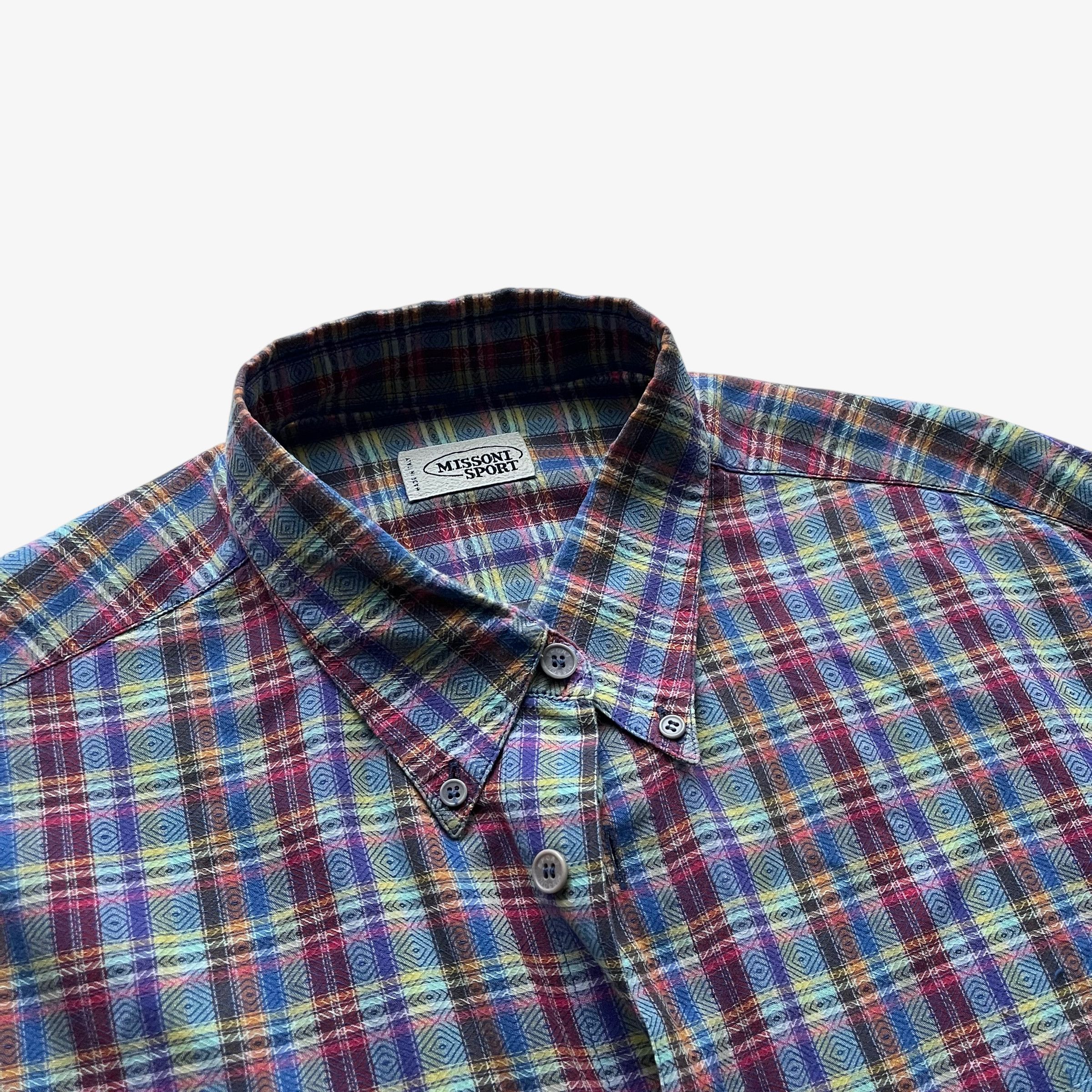 Missoni Vintage 90s Missoni Sport Geometric Pattern Striped Shirt Size US XL / EU 56 / 4 - 3 Thumbnail