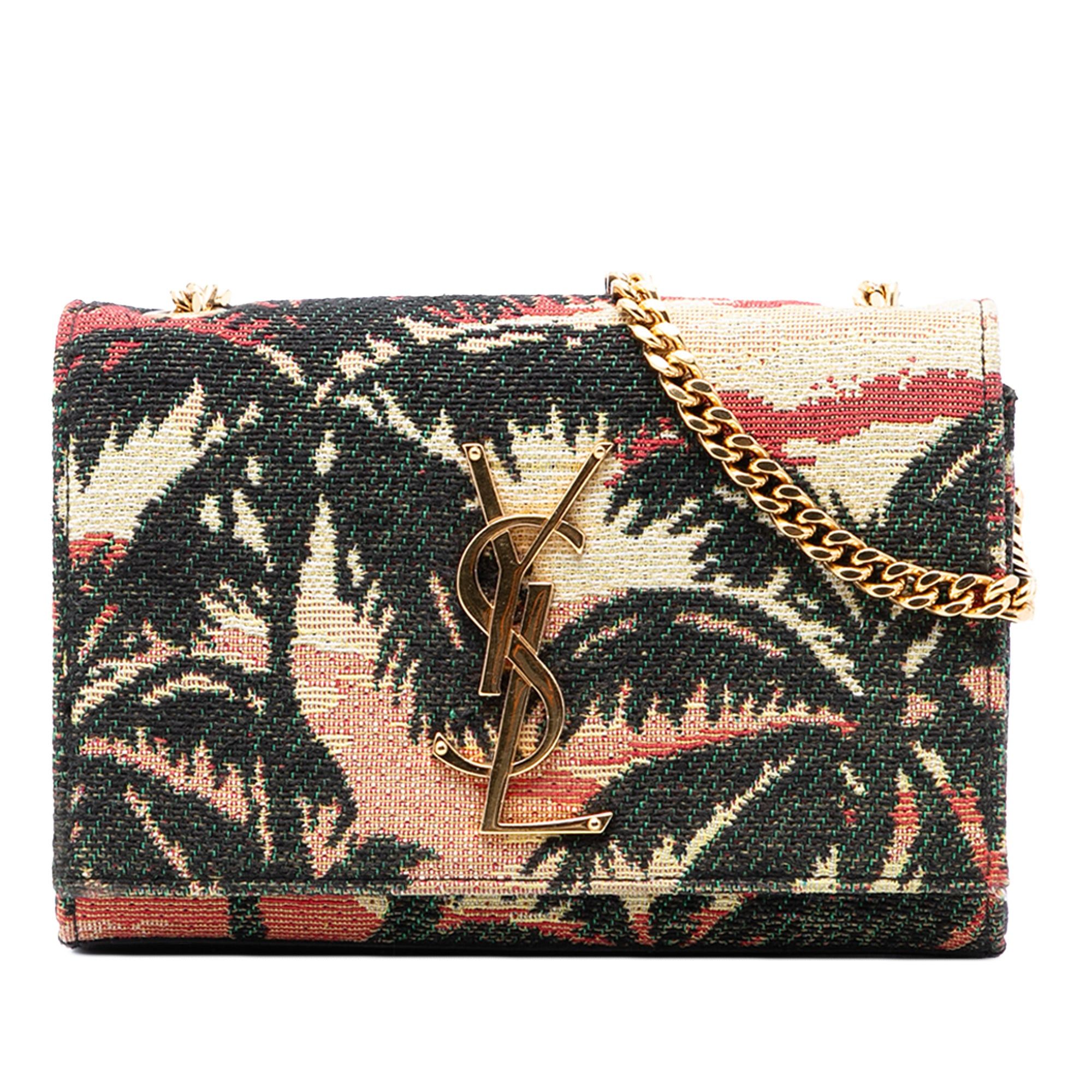 Saint Laurent Paris Small Embroidered Canvas Palm Tree Monogram Kate Crossbody Size ONE SIZE - 1 Thumbnail