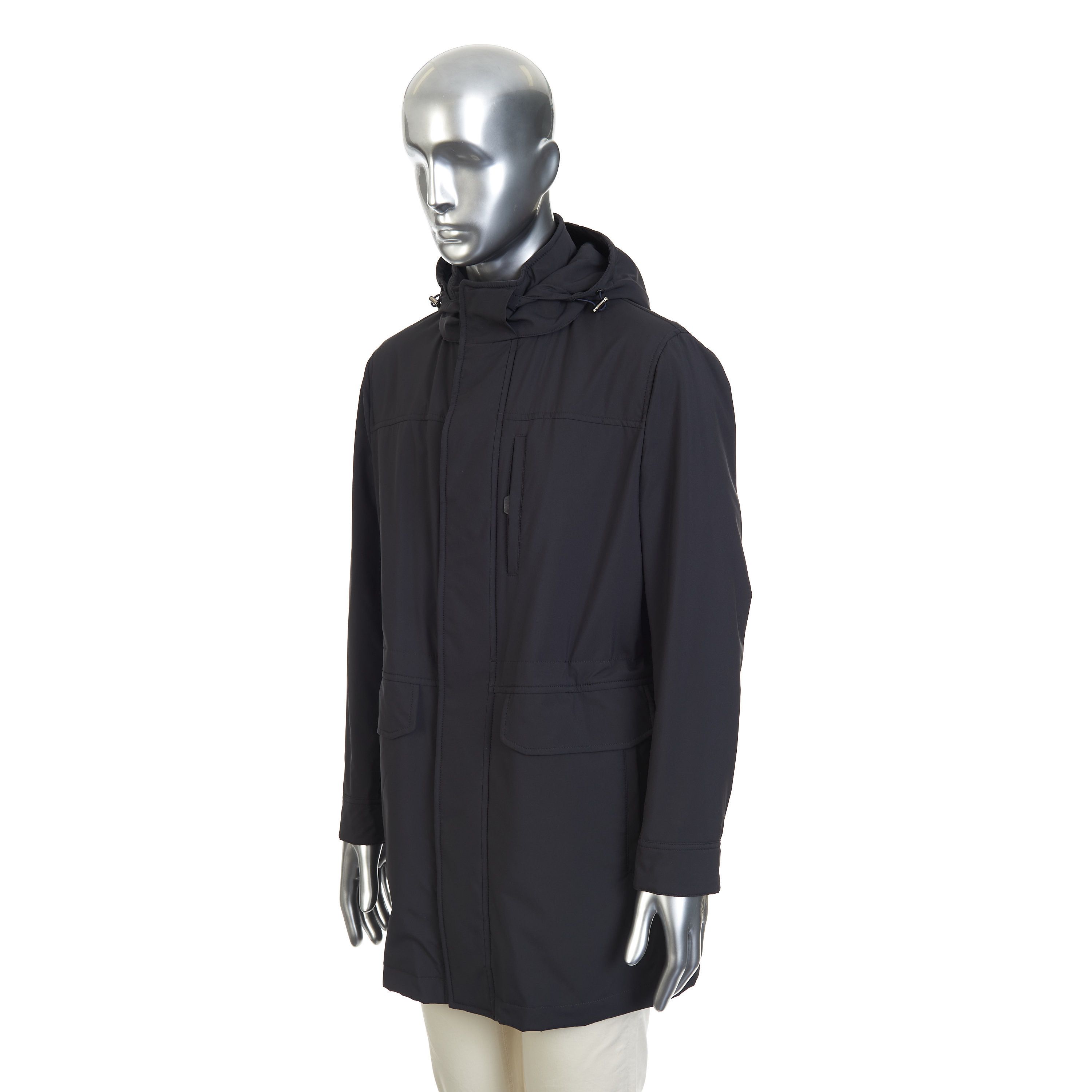 Brioni Parka Coat In Navy Blue Performa Nylon With Detachable Hood Size US M / EU 48-50 / 2 - 2 Thumbnail
