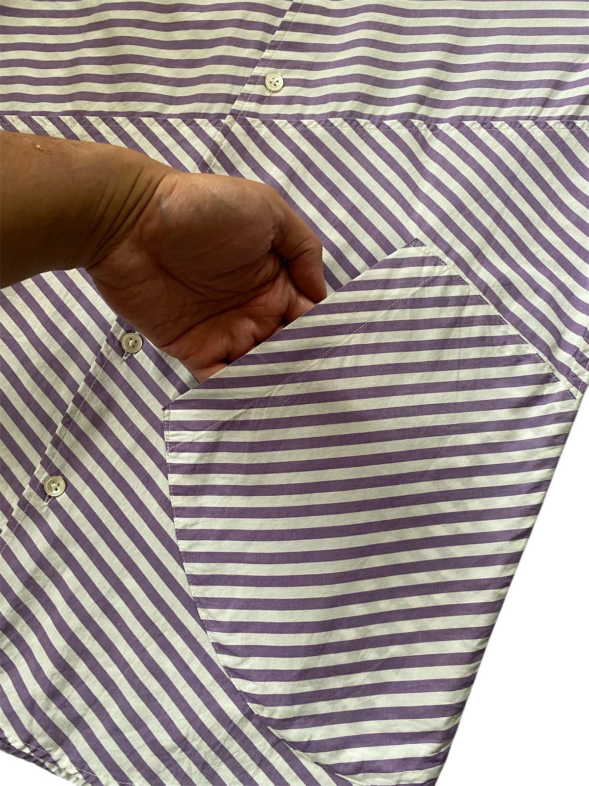 Frapbois × Issey Miyake Issey Miyake Frapbois Striped Hybrid Shirt Size US M / EU 48-50 / 2 - 3 Thumbnail