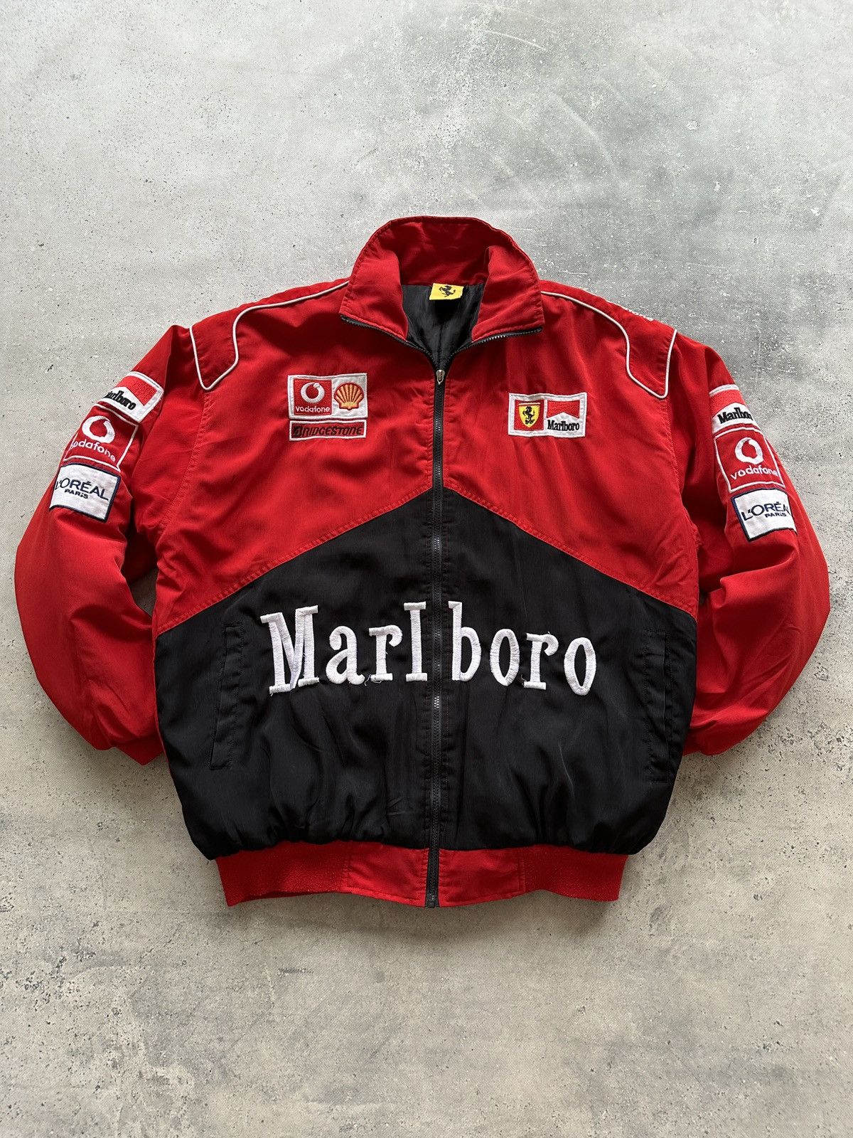 image of Vintage 90's Ferrari Marlboro Vodafone Racing Jacket in Red, Men's (Size XL)