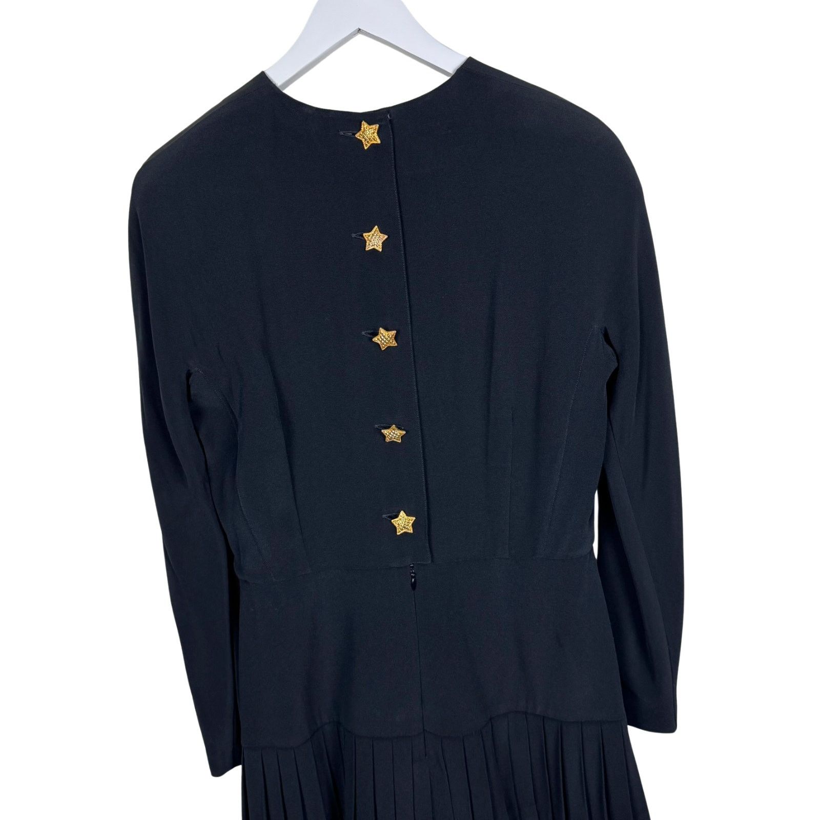 Escada Escada Vintage Black Gold Star Buttons Dress 1980s Size 40 Size M / US 6-8 / IT 42-44 - 7 Thumbnail