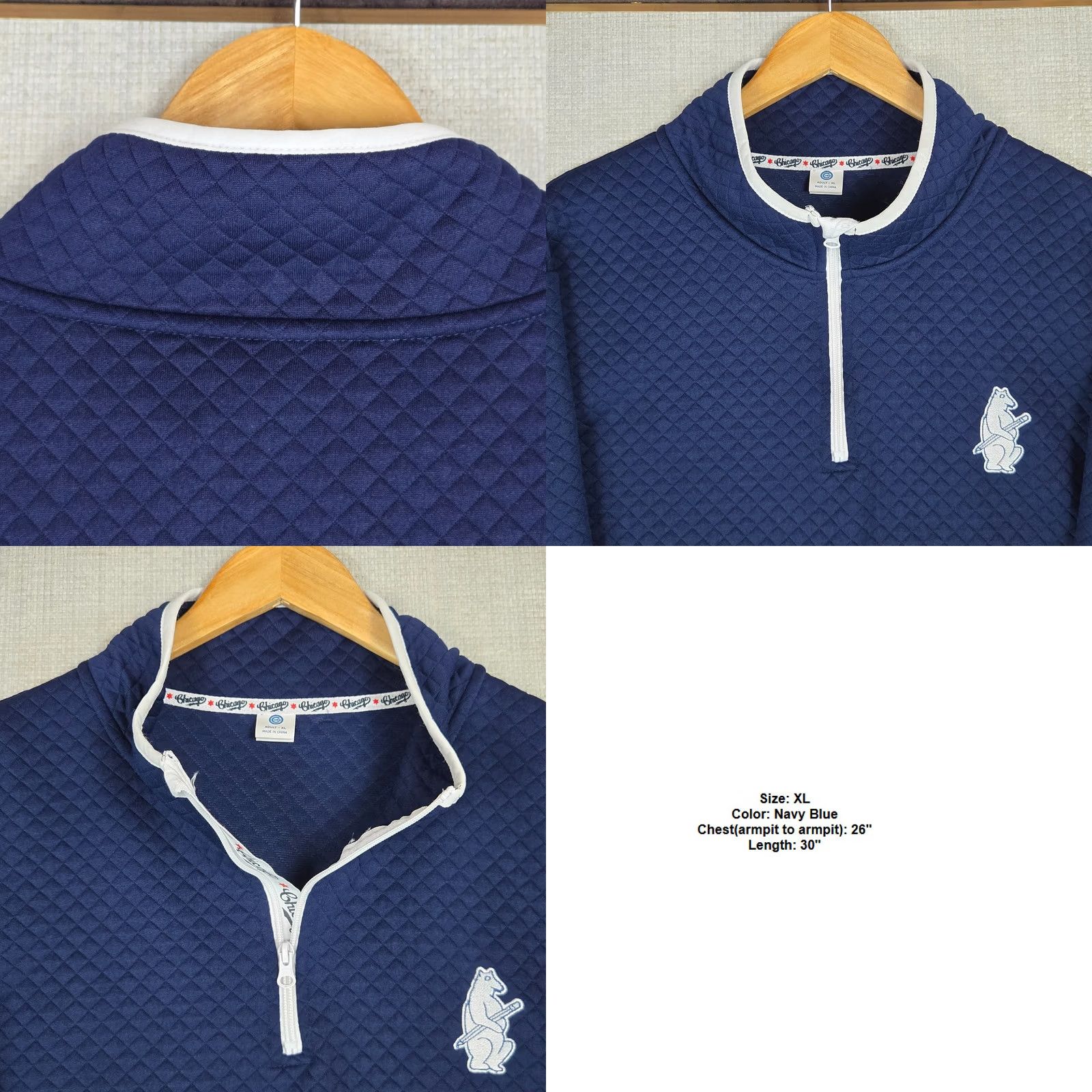 Logo 7 VINTAGE Chicago Cubs Teacher Logo Men’s 1/4 Zip Quilted Pullover Size US XL / EU 56 / 4 - 8 Thumbnail