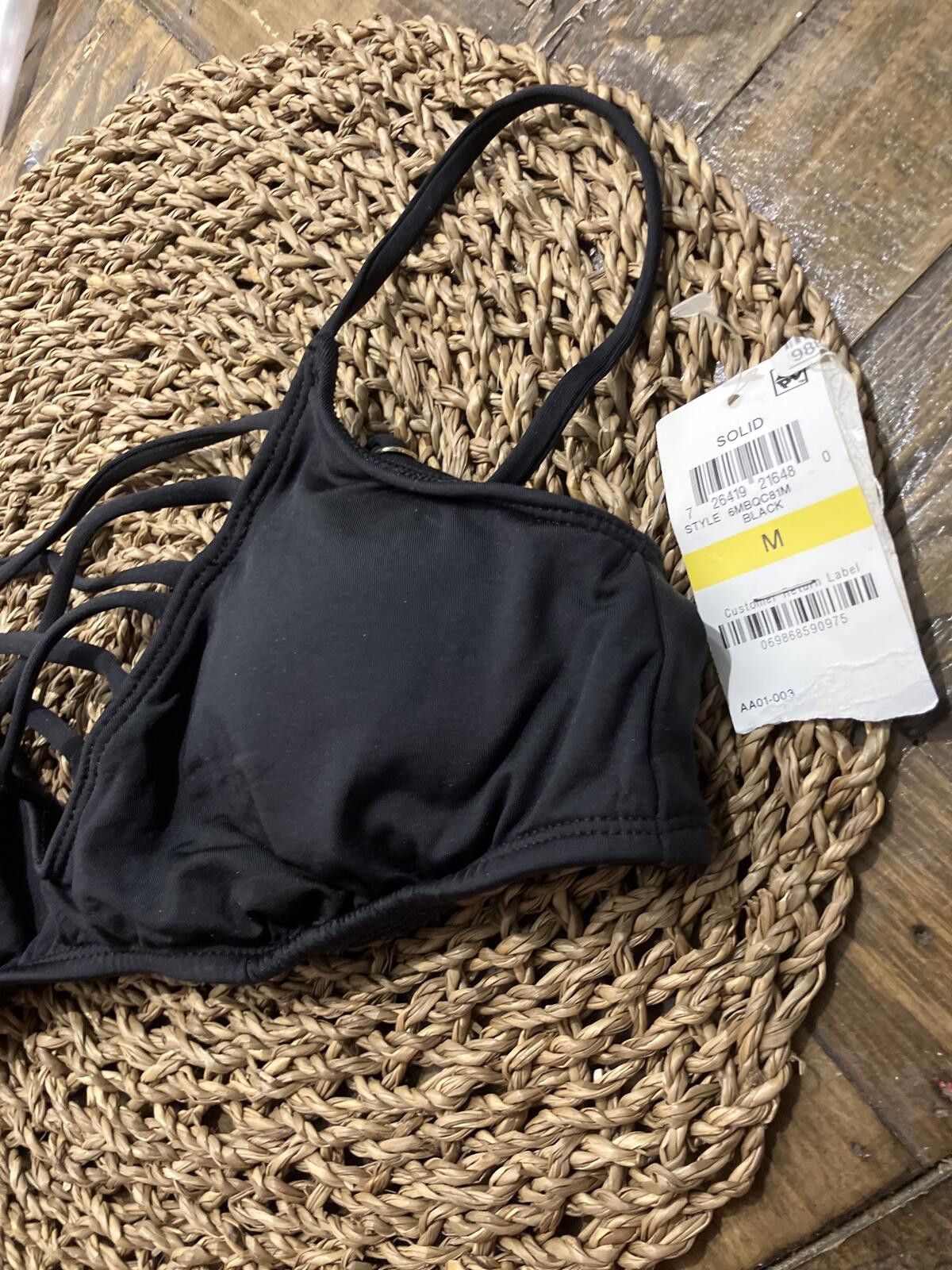 Other NWT Bar lll Black Strappy Bikini Top Size Medium Size ONE SIZE - 2 Thumbnail
