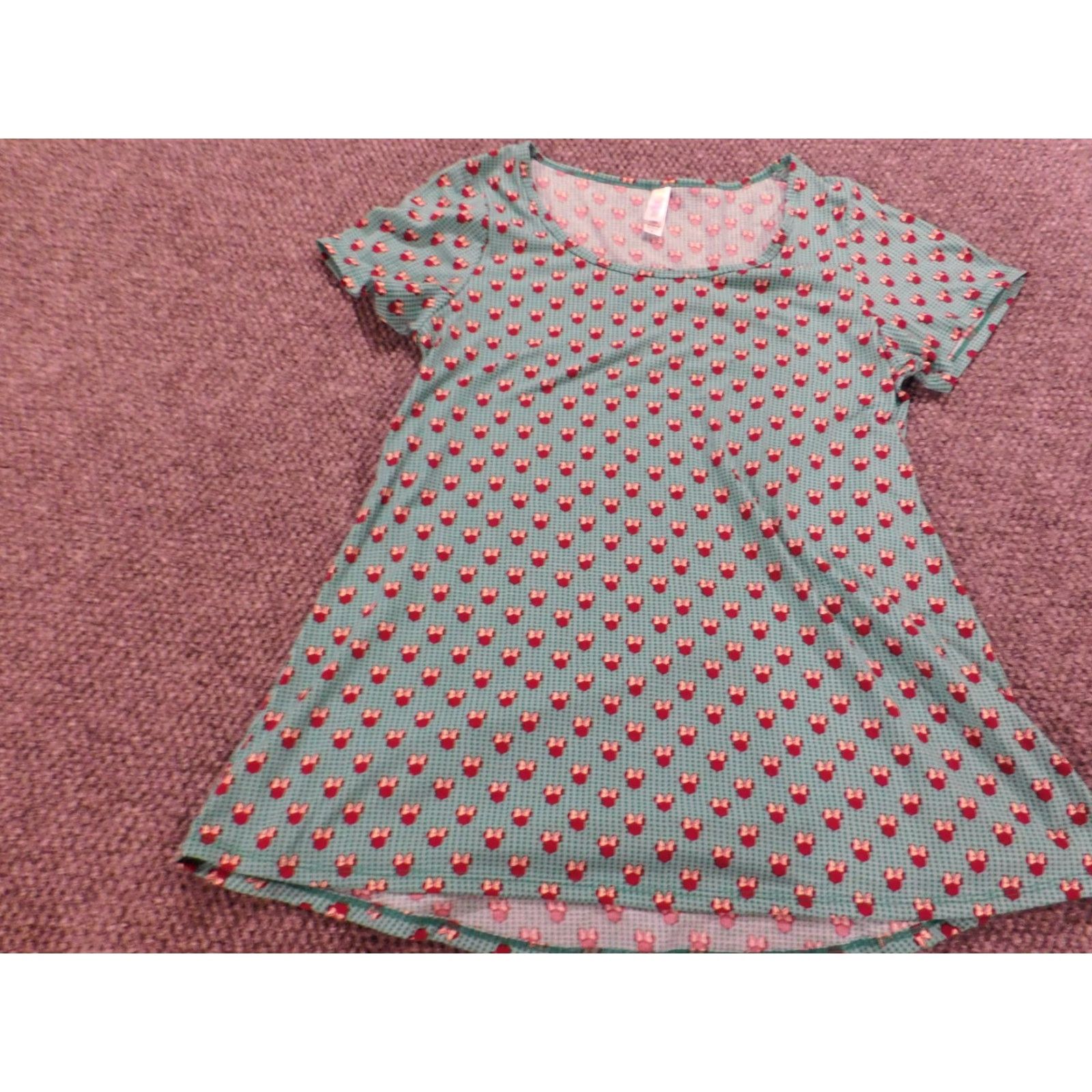 Vintage LuLaRoe Womens Shirt XS Green Pullover Knit Short Sleeve Geometric Pattern Regular Pocket Collared Button-Down Size XS / US 0-2 / IT 36-38 - 3 Thumbnail