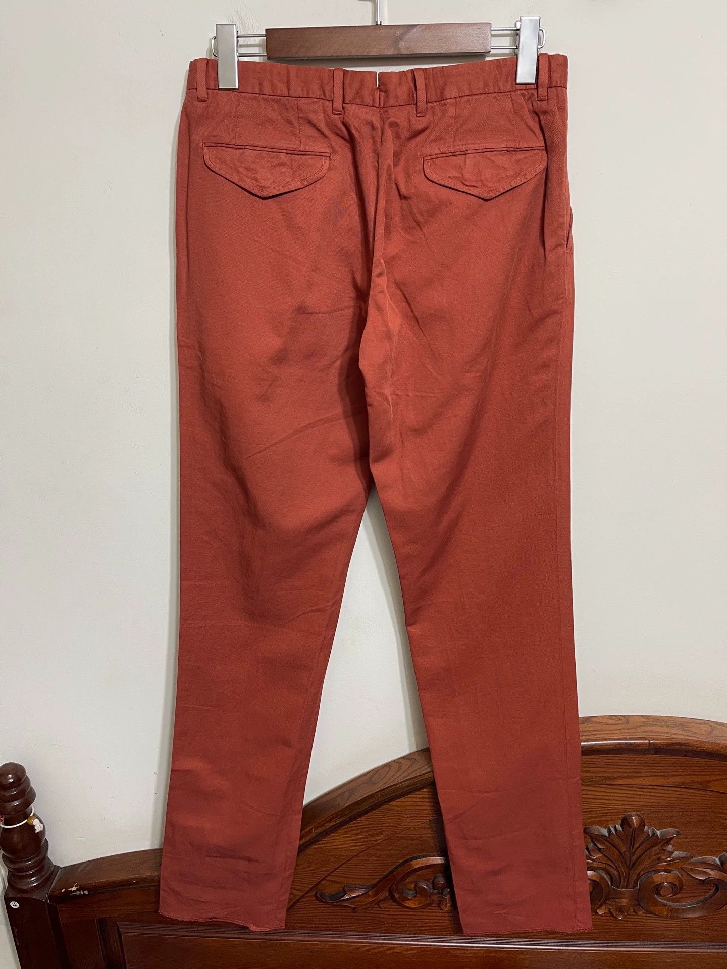 Ermenegildo Zegna Zegna Slim Washed Cotton-Linen Pants 48 Brick Red Size US 32 / EU 48 - 2 Thumbnail