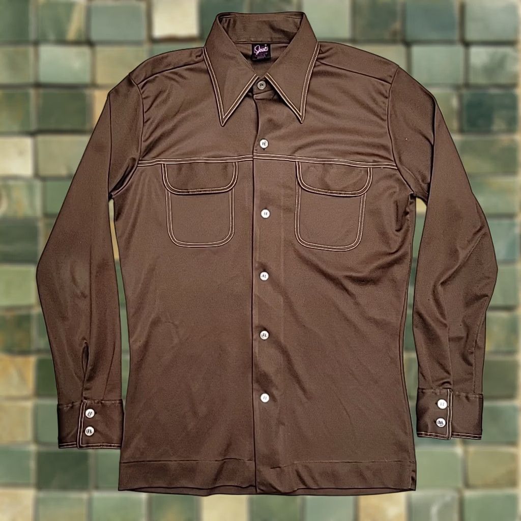Vintage VINTAGE joel California Shirt Mens M Brown Western Disco Contrast Stitch 70s Size US M / EU 48-50 / 2 - 1 Thumbnail