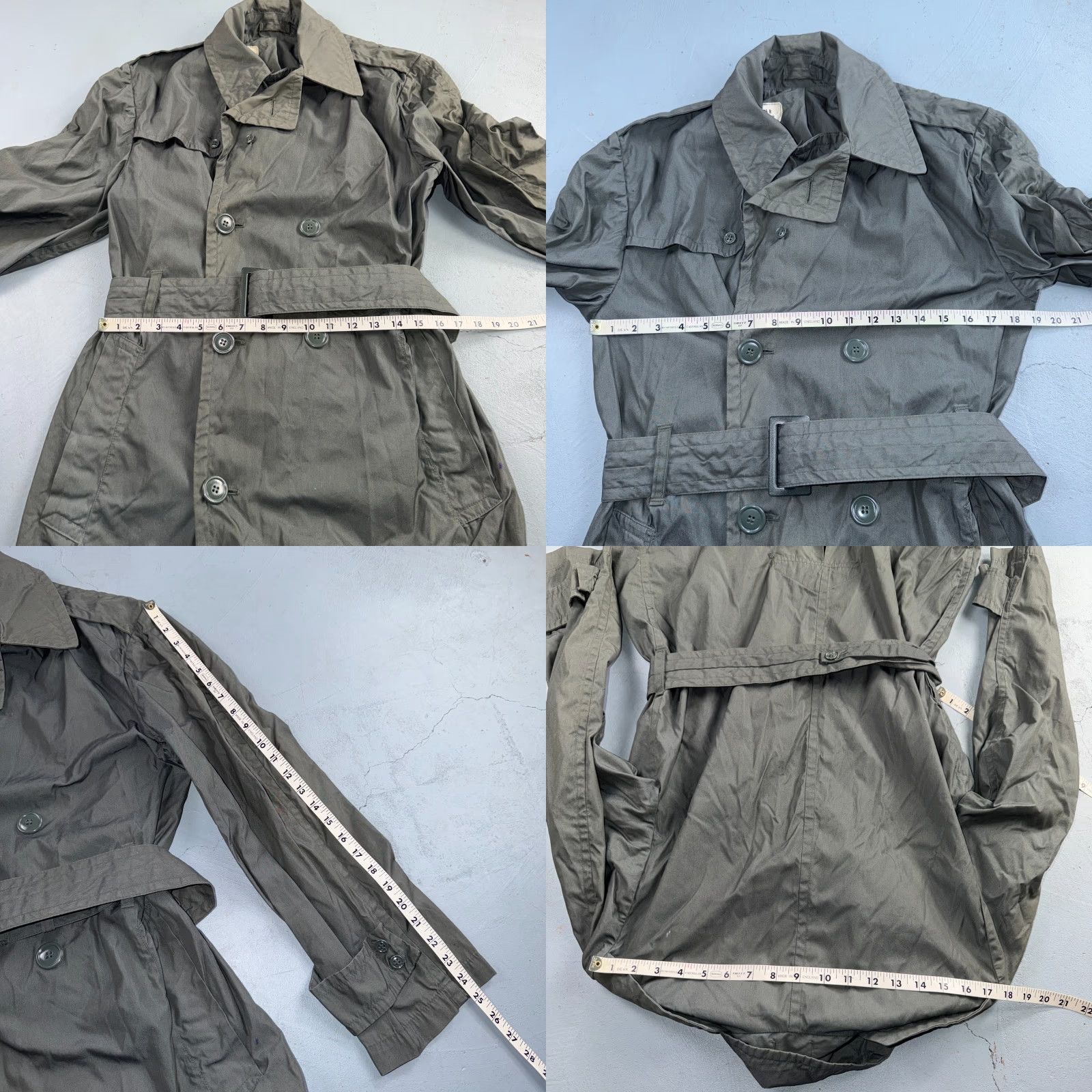 Vintage VTG 60s OD Green Army Military Rain Overcoat Mens S Jacket Trench Coat DSA 1967 Size US XXS / EU 40 - 8 Thumbnail