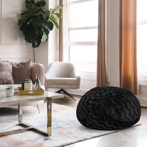 Designer × Homemade Faux Fur Bean Bag Chair, Black-3ft Cozy and Stretchable Fabr Size US L / EU 52-54 / 3 - 1 Thumbnail