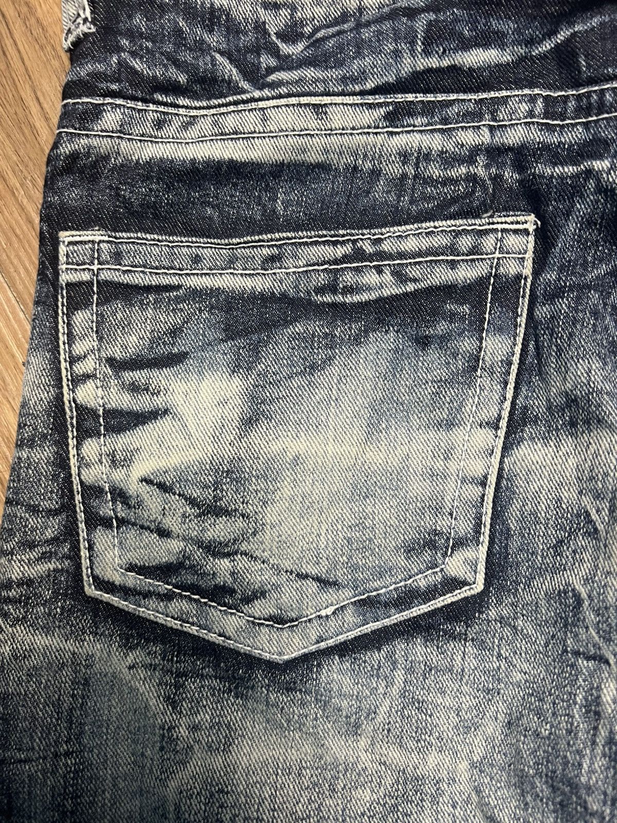 Japanese Brand RARE Distressed Crinkle Denim Jeans (42) Size 33" - 16 Thumbnail