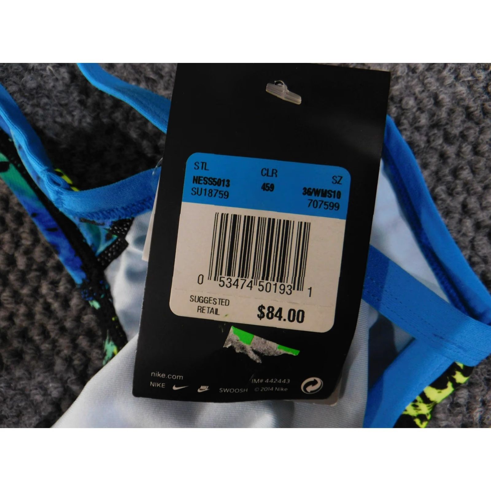 Nike Nike Swimsuit Womens 36 Blue Green Black Performance Poly Swim NESS5013 Training Size ONE SIZE - 6 Thumbnail