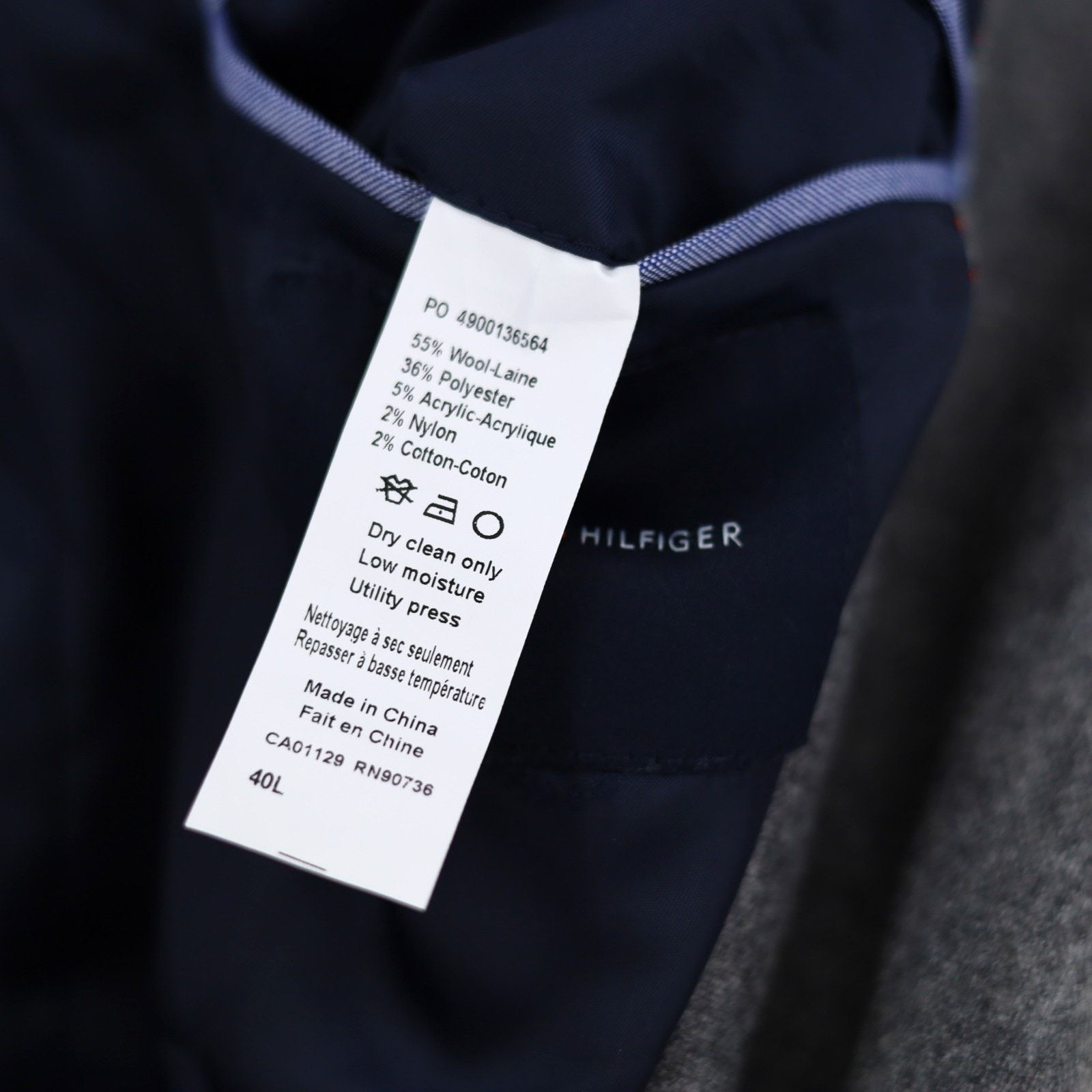Tommy Hilfiger Tommy Hilfiger Men's Grey Wool Double-Breasted Jacket 40L Size 40L - 7 Thumbnail