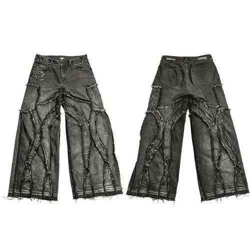 VIBE Oversize Jeans Hip Hop Casual Loose Wide Leg Punk Rock Style Size US 32 / EU 48 - 7 Thumbnail