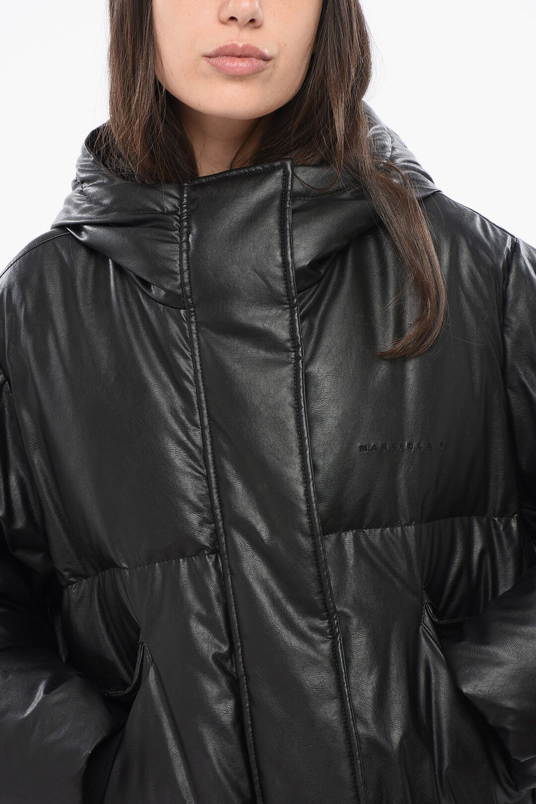 Maison Margiela og1mm0825 Faux Leather Down Jacket in Black Size L / US 10 / IT 46 - 3 Thumbnail