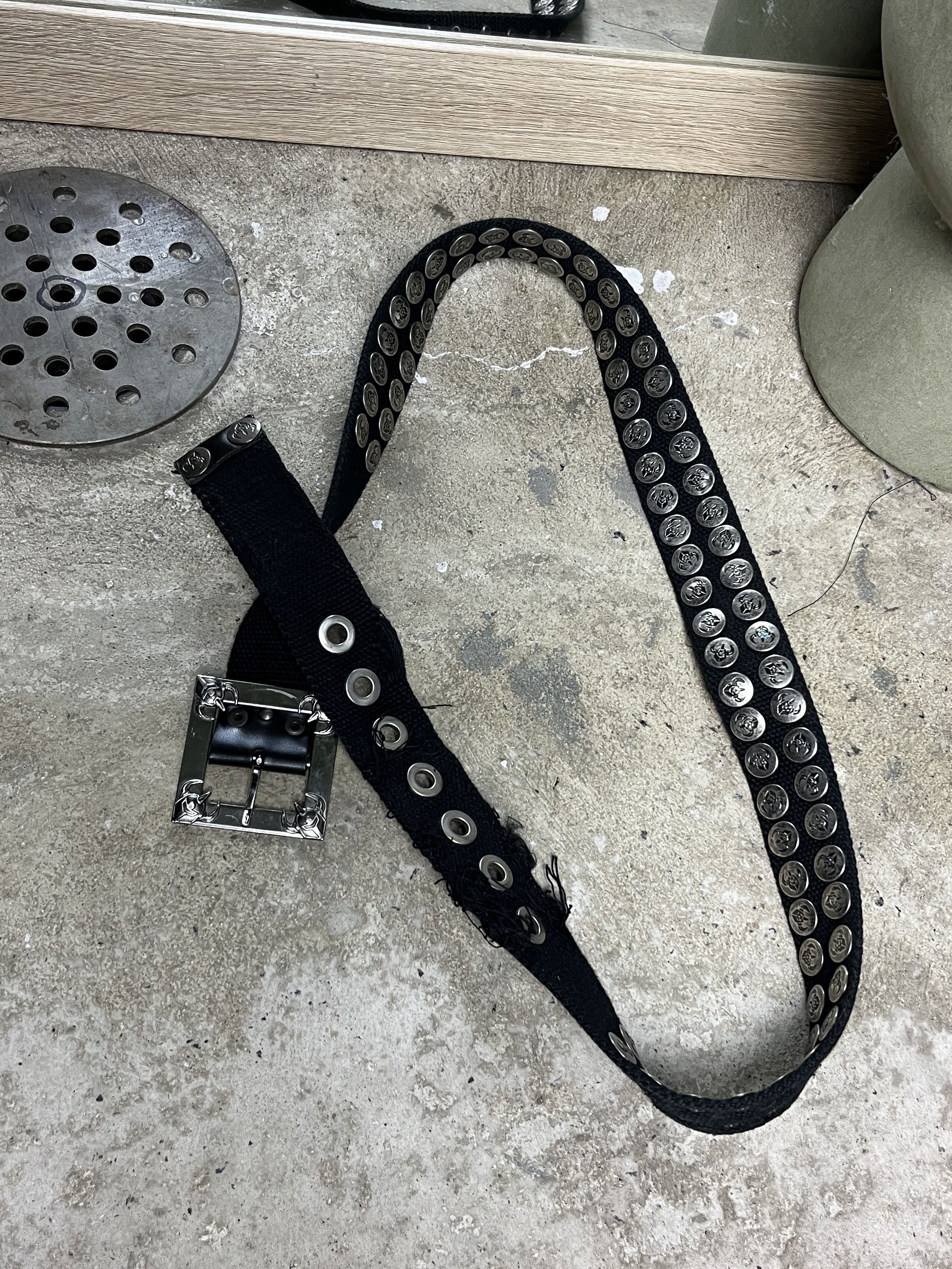 Vintage BLACK METAL STUDDED WEBBING BELT - № 4510 Size ONE SIZE - 5 Thumbnail