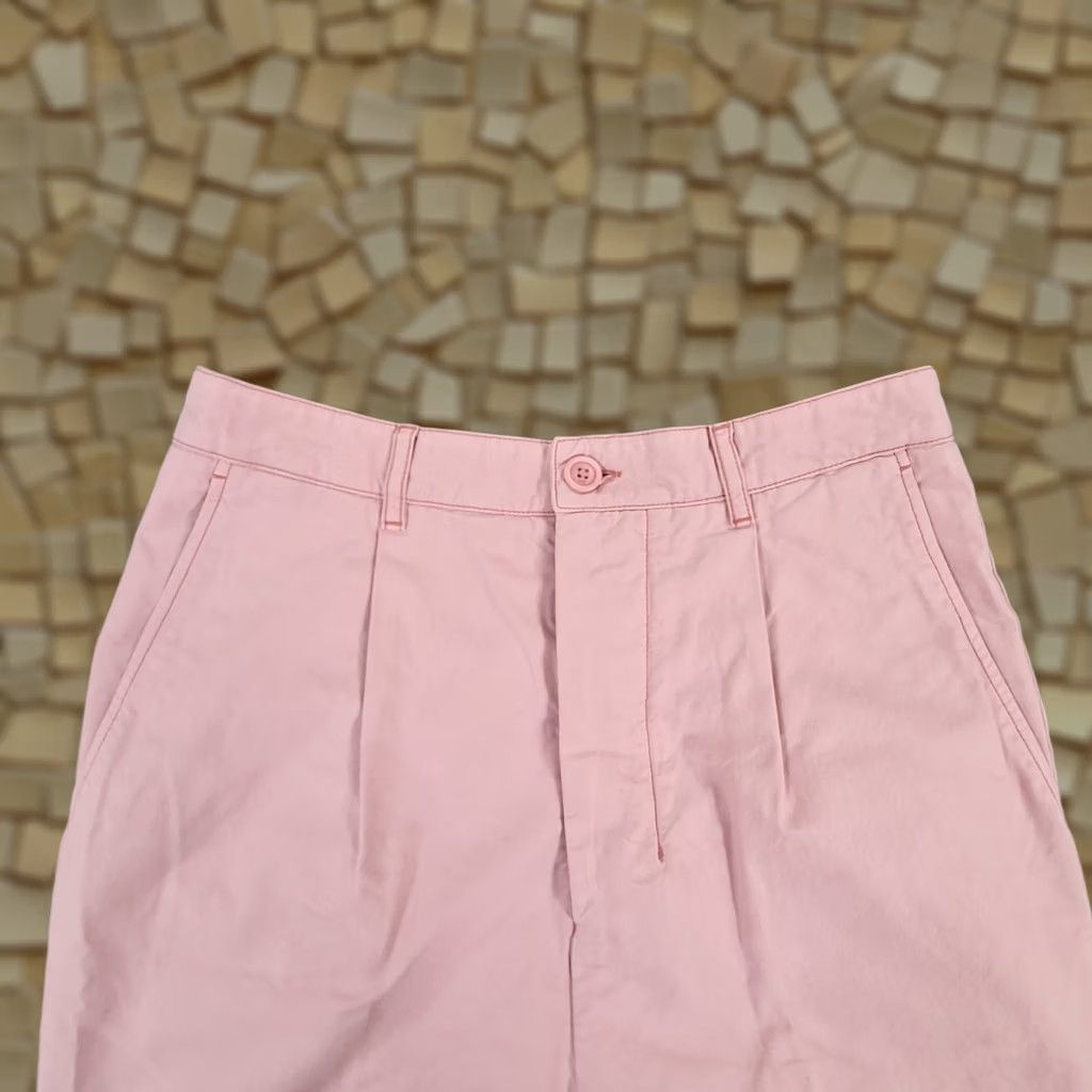 Vintage AMI Paris Mens Trousers Pink Small Carrot Fit Cropped Pants Pleated Size US 29 - 1 Thumbnail