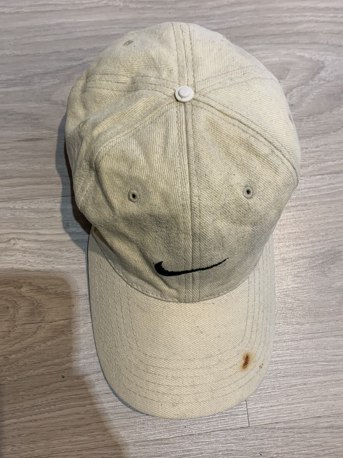 Nike × Vintage Vintage Nike 90’s Cap Hat Baseball Dad Beige Swoosh Drill Size ONE SIZE - 4 Thumbnail